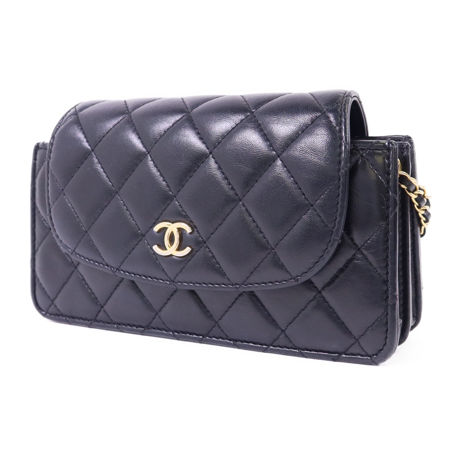 CHANEL 羊皮皮革Chain Shoulder Bag金扣鏈帶肩背袋