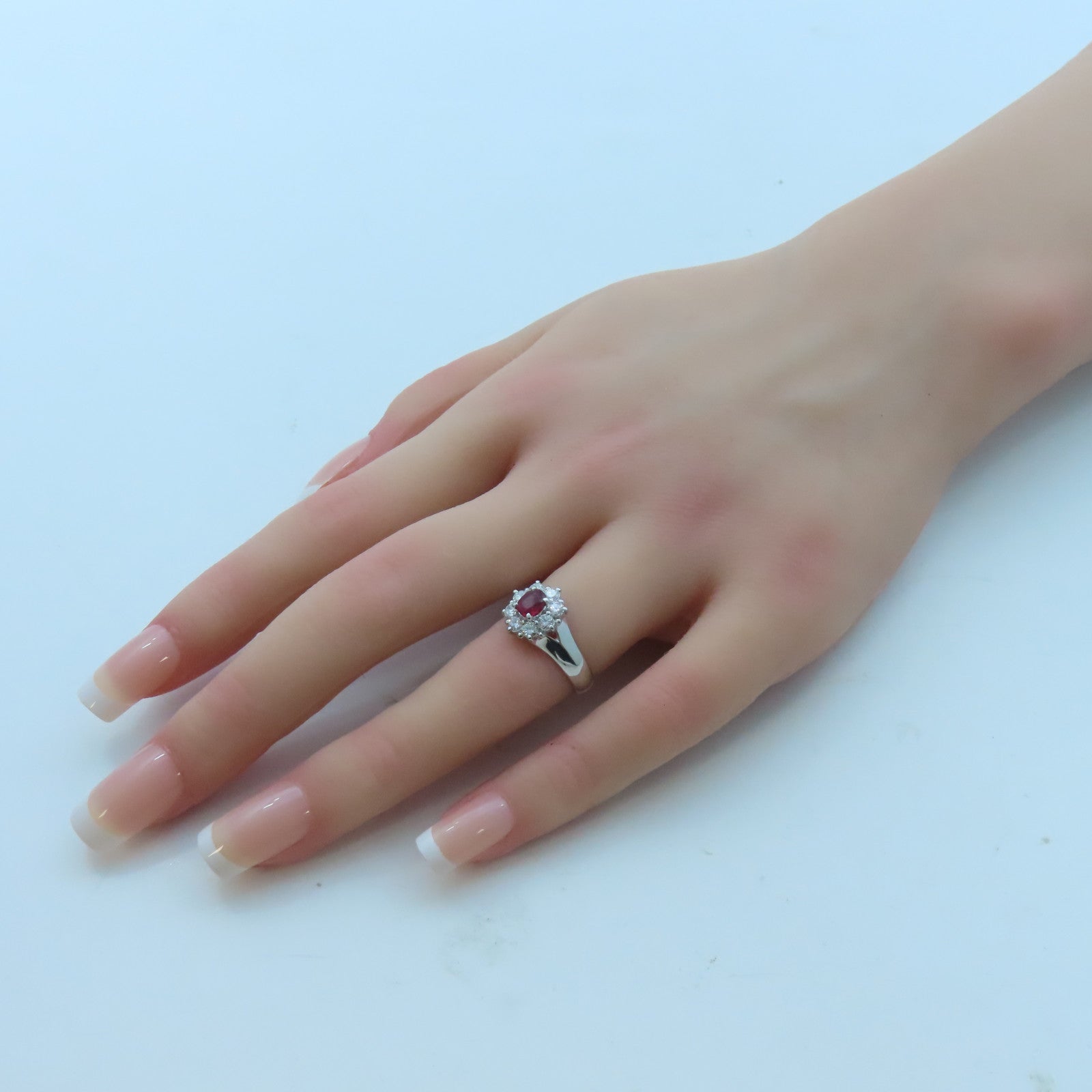 JEWELRY 【激減優惠】PT900白金Ruby/Diamond Ring 0.41ct/0.53ct鑽石戒指US#5.5