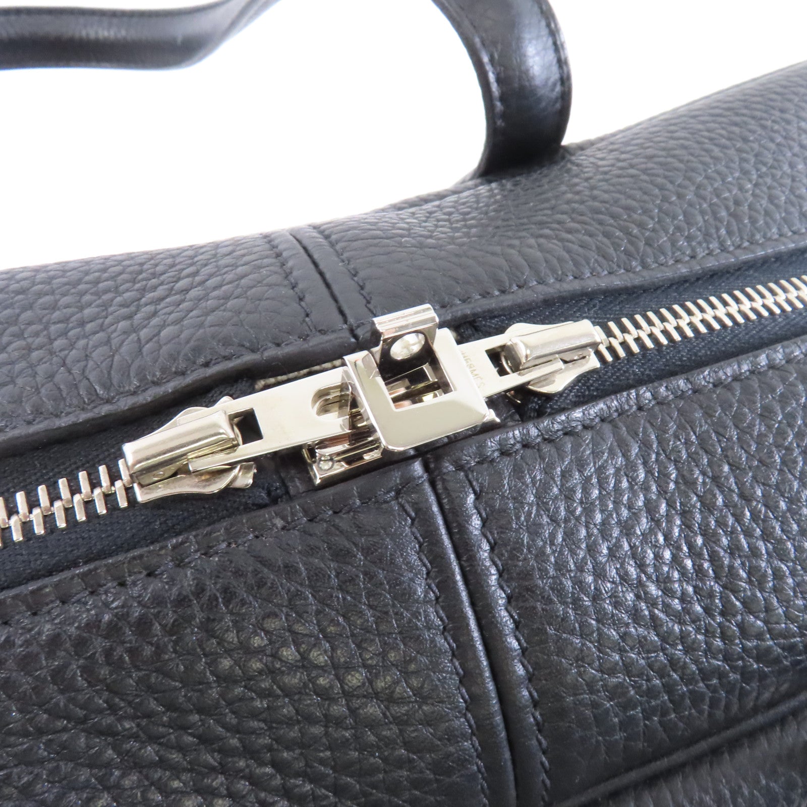 HERMES Clemence皮革Victoria 35銀扣手挽袋Noir/黑色