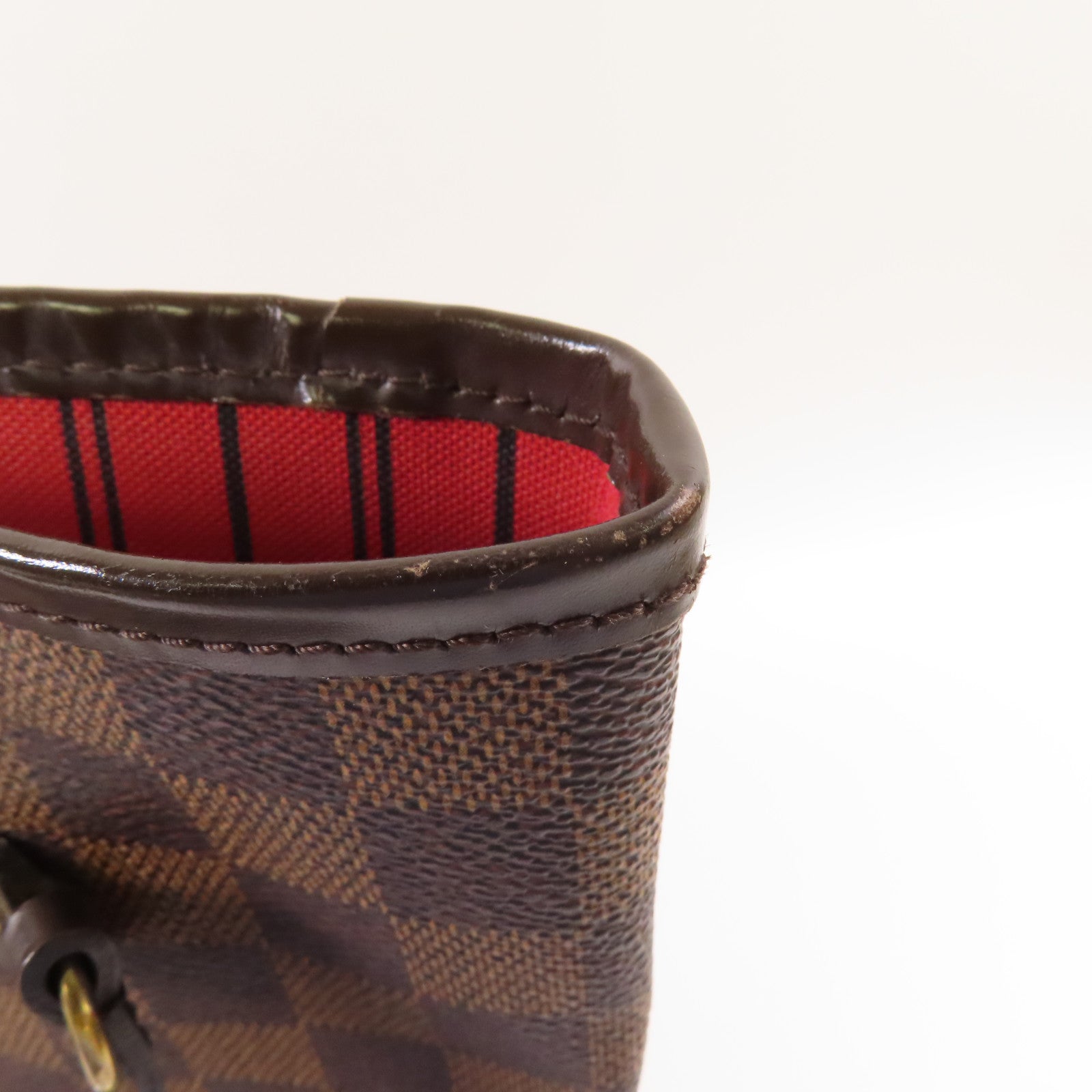 LOUIS VUITTON Damier Neverfull MM金扣肩背袋/手挽袋棕色