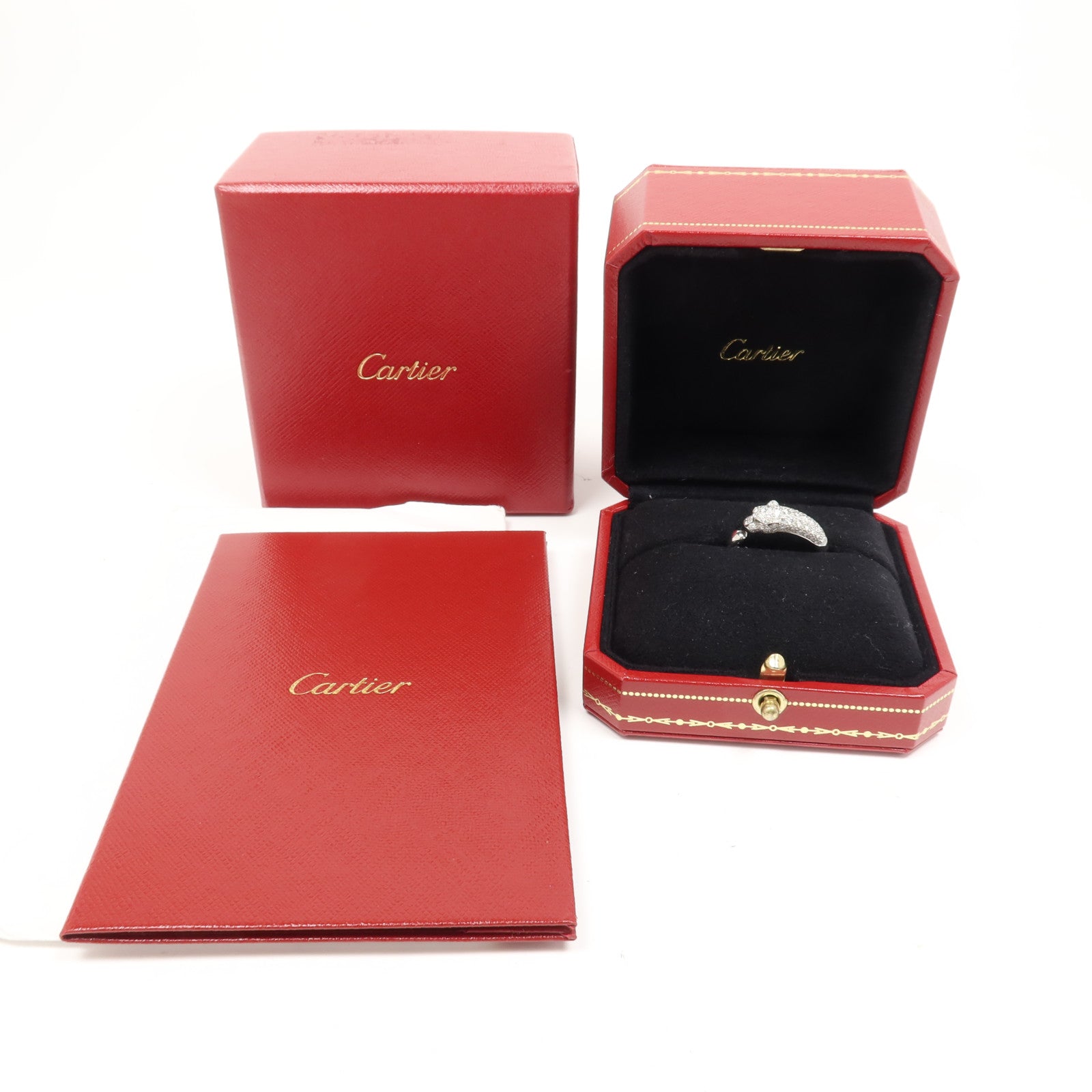 CARTIER 18K白金Diamond Panthere De Cartier鑽石戒指Cartier#54/US#6.75