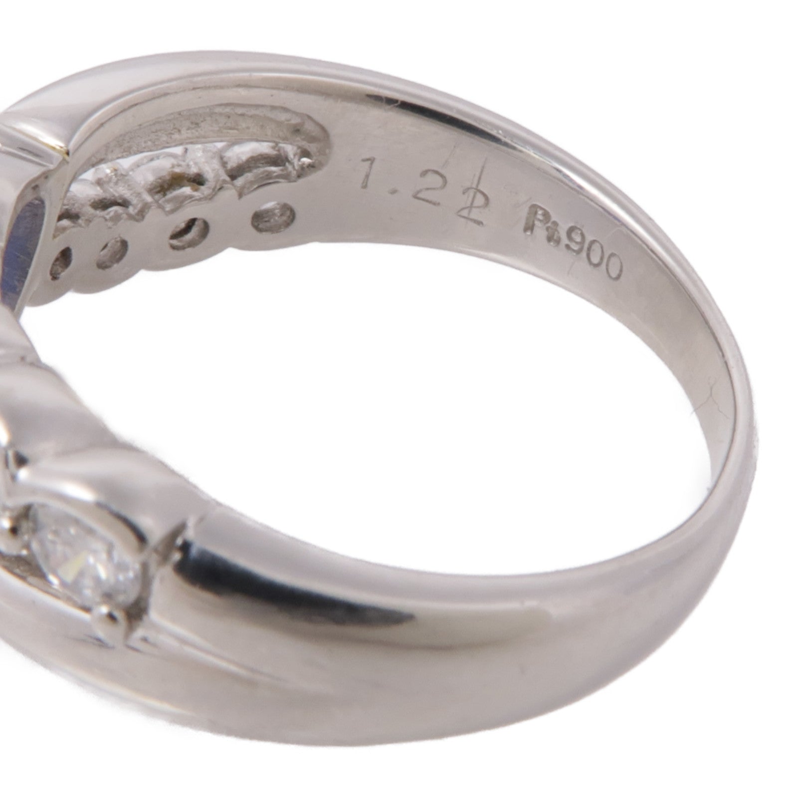 JEWELRY 【激減優惠】PT900鉑金Sapphire Diamond Ring藍寶石/鑽石戒指US#7.75