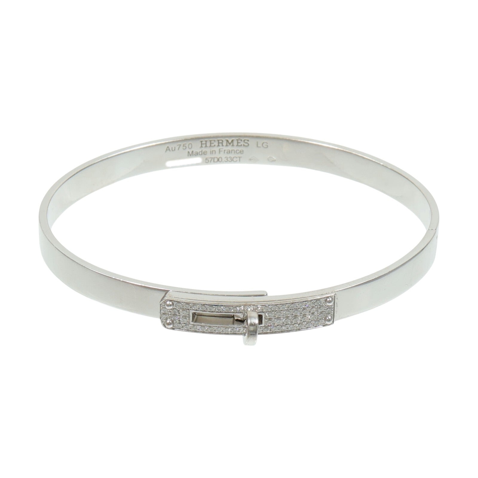 HERMES 18K白金Kelly Bracelet鑽石手鐲