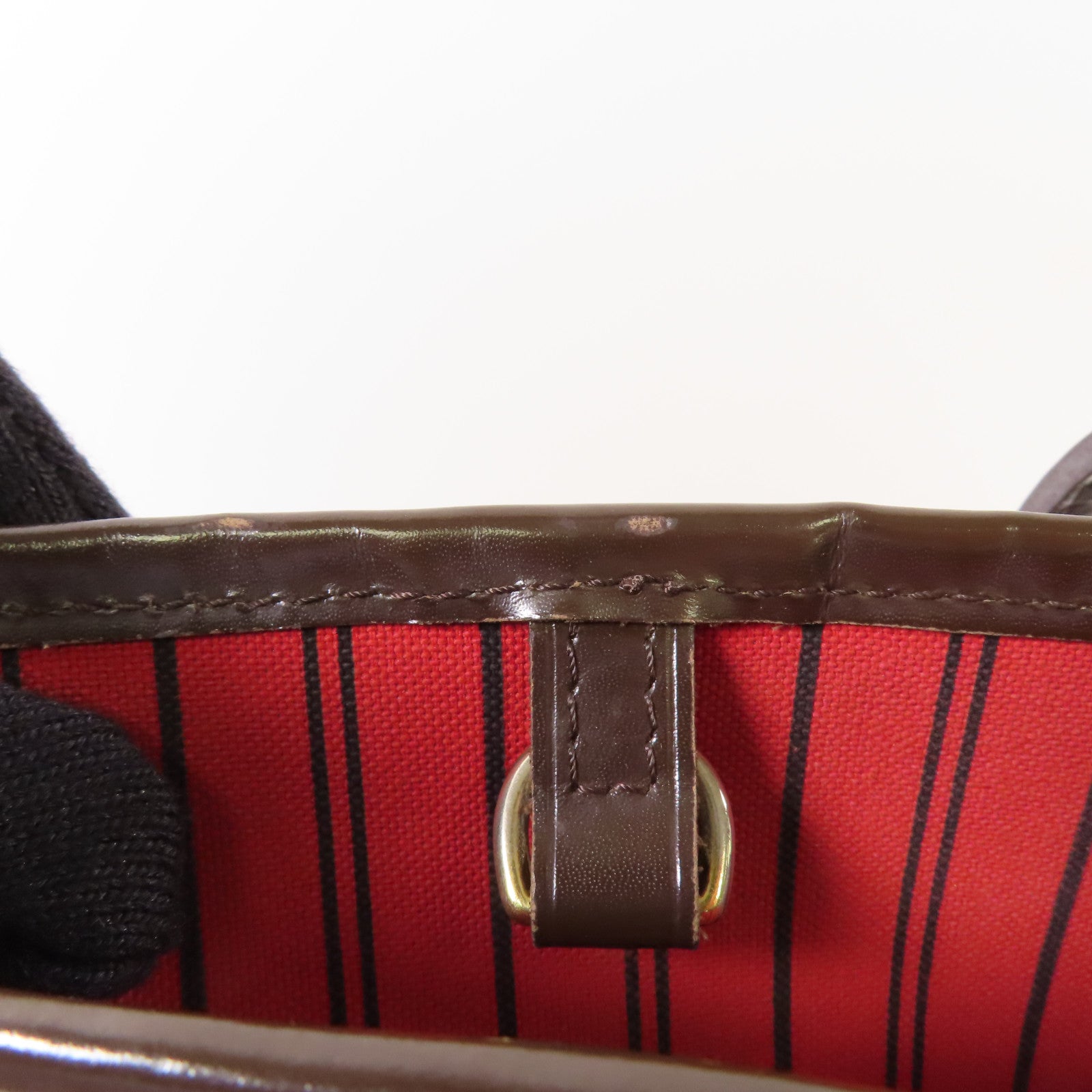 LOUIS VUITTON Damier Neverfull MM金扣肩背袋/手挽袋棕色