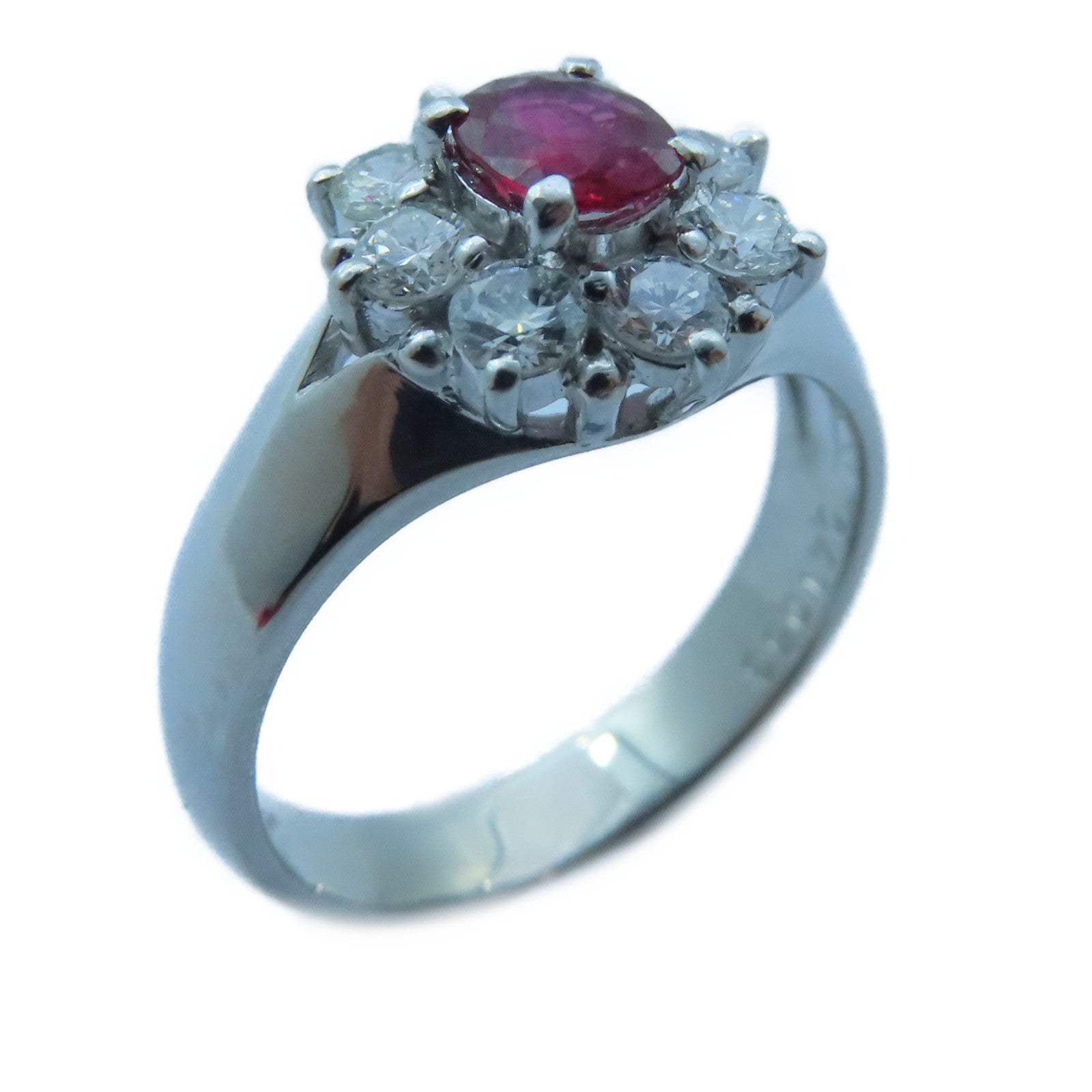 JEWELRY 【激減優惠】PT900白金Ruby/Diamond Ring 0.41ct/0.53ct鑽石戒指US#5.5