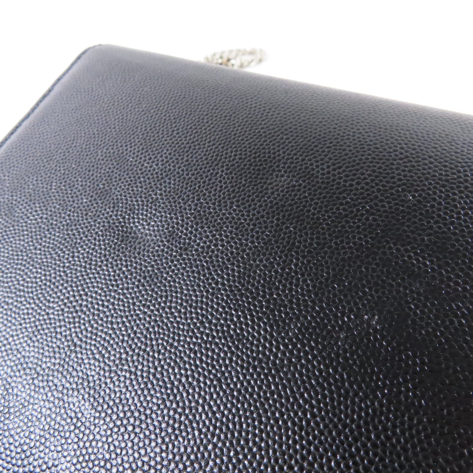 YVES SAINT LAURENT 牛皮皮革Chain Shoulder Bag銀扣鏈帶肩背袋