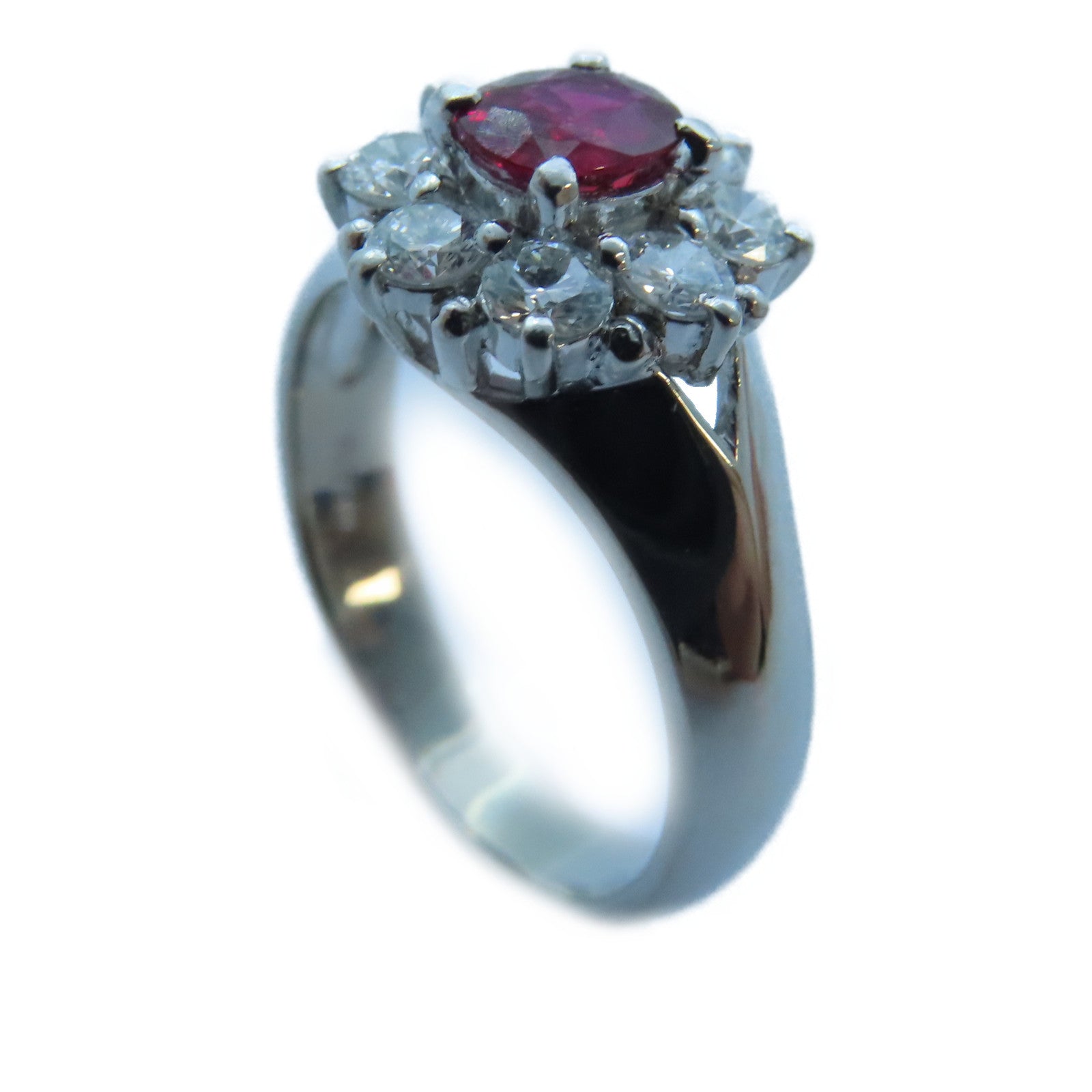 JEWELRY 【激減優惠】PT900白金Ruby/Diamond Ring 0.41ct/0.53ct鑽石戒指US#5.5