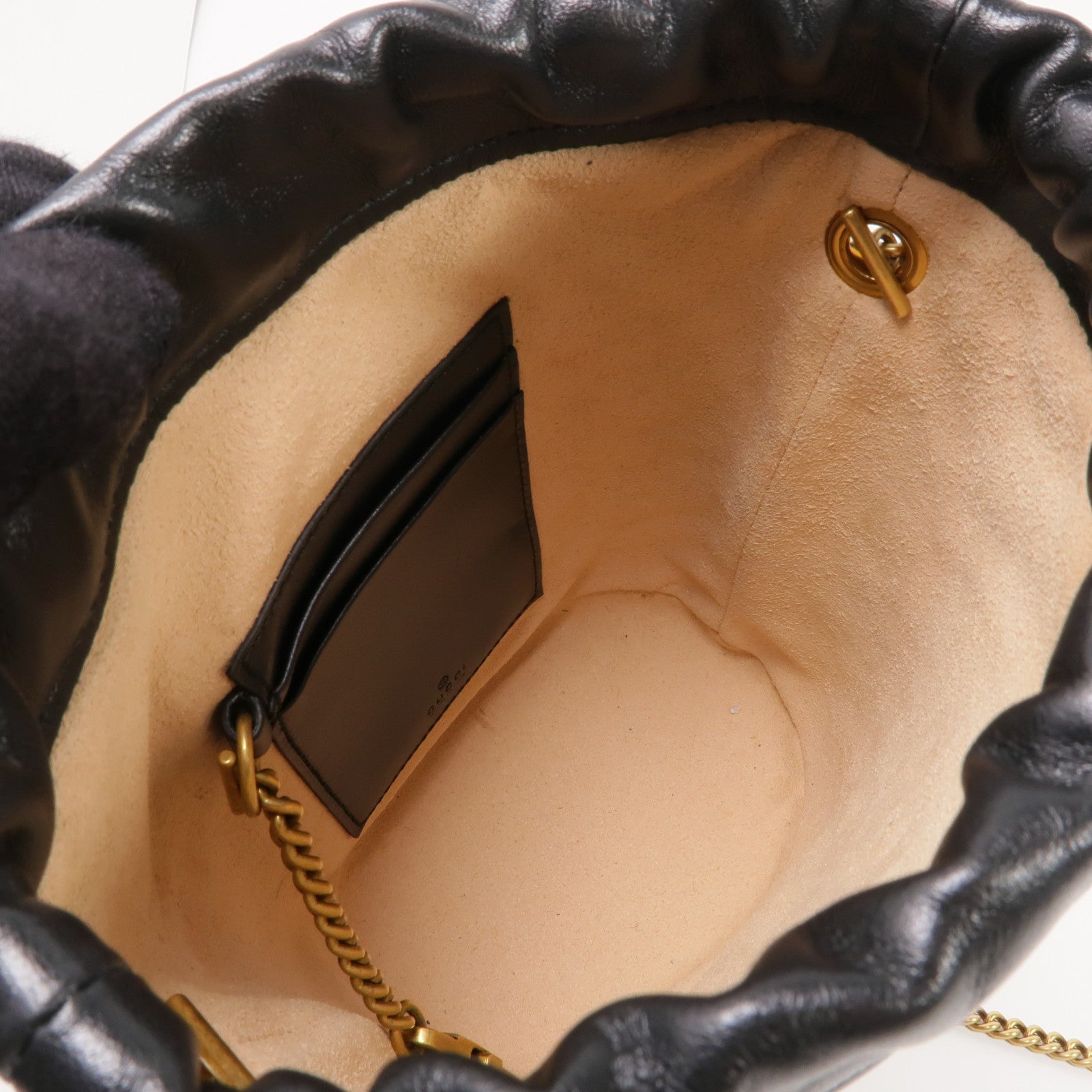 GUCCI 皮革GG Marmont Mini Bucket Bag金扣鏈帶肩背袋