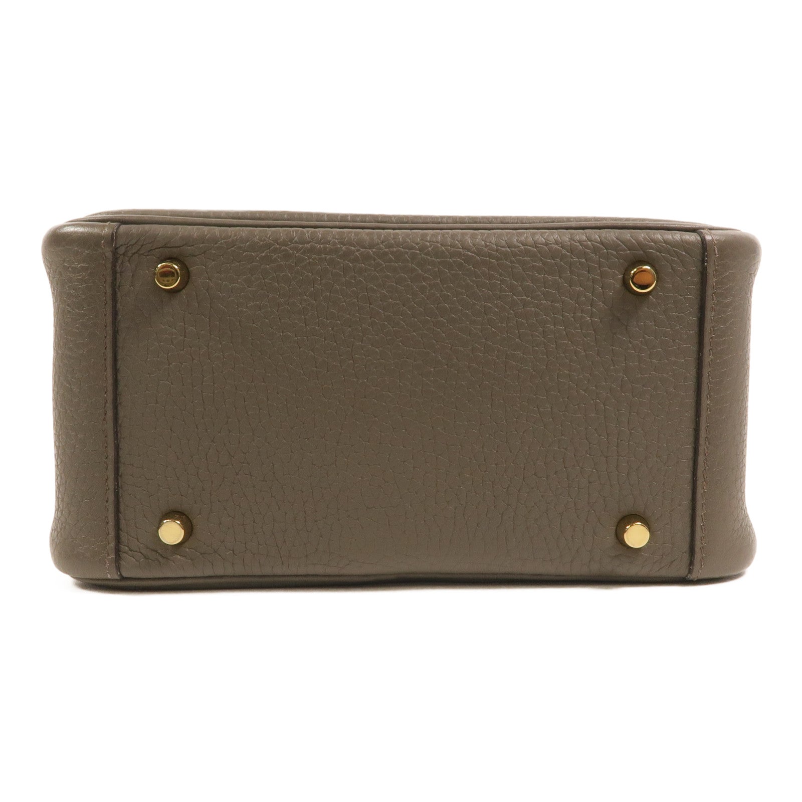 HERMES Clemence皮革Mini Lindy金扣手挽肩背兩用袋Etain