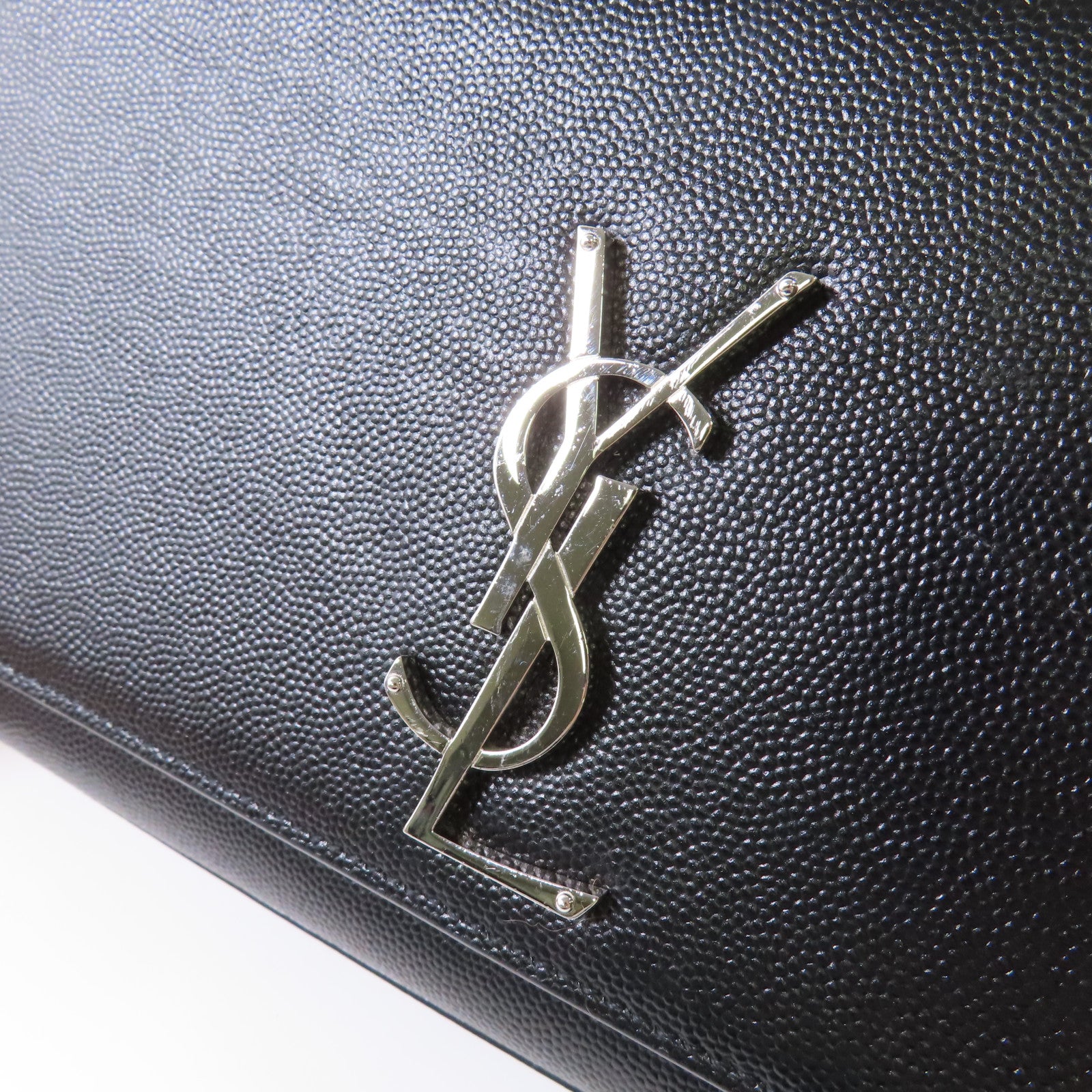 YVES SAINT LAURENT 牛皮皮革Chain Shoulder Bag銀扣鏈帶肩背袋