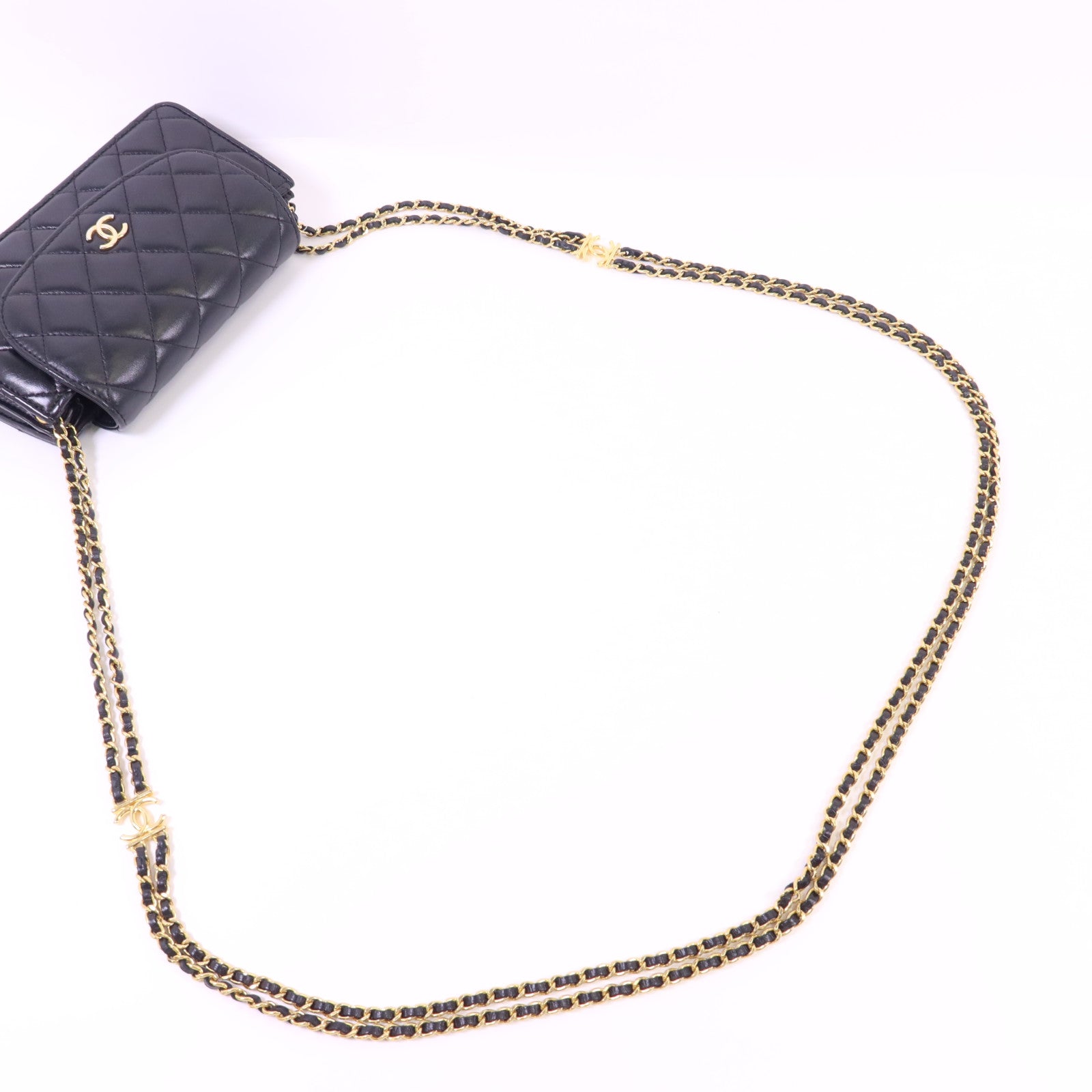 CHANEL 羊皮皮革Chain Shoulder Bag金扣鏈帶肩背袋