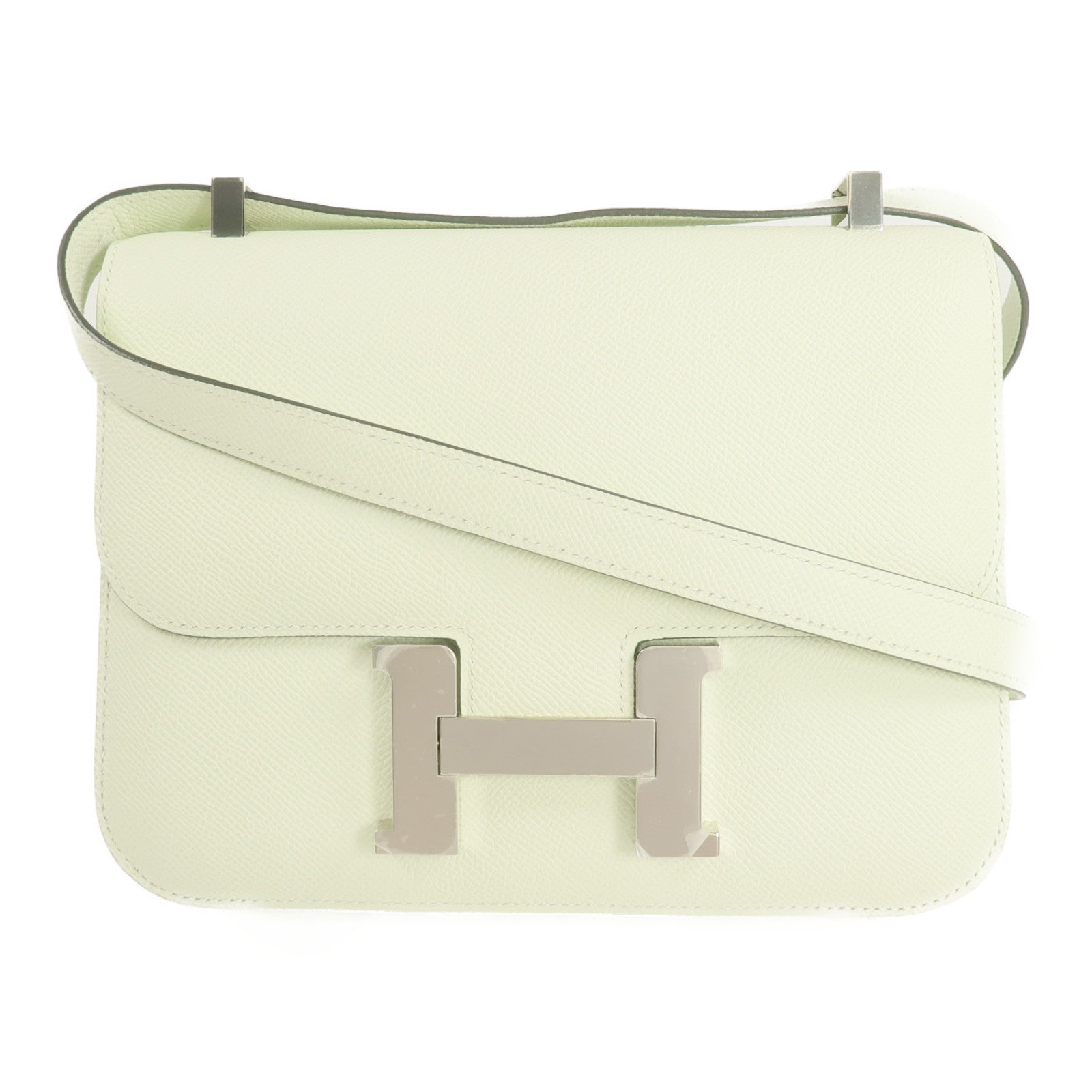 HERMES Epsom皮革Constance 24銀扣肩背袋Vert Fizz