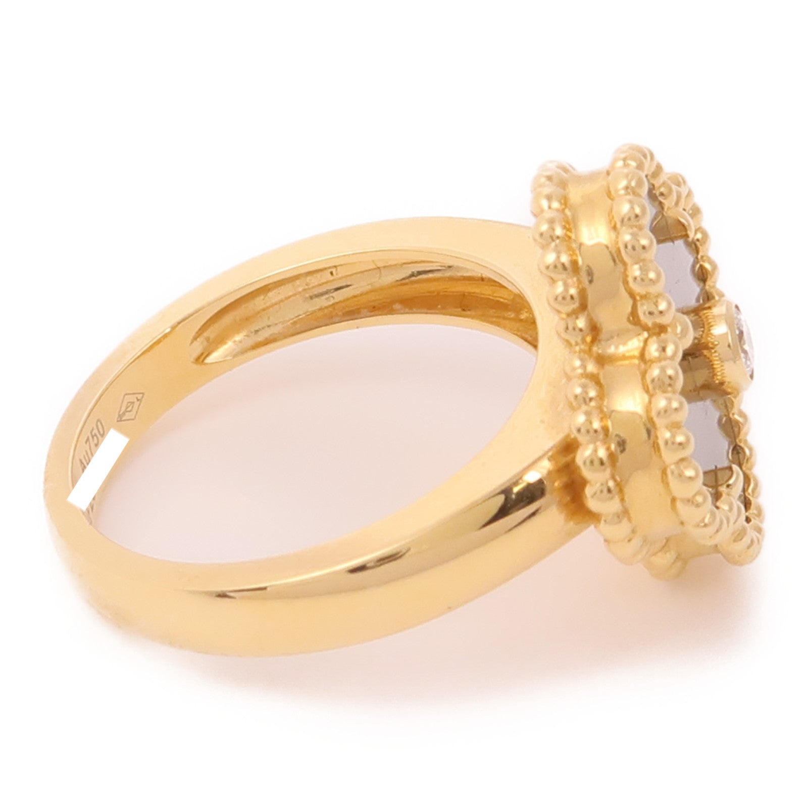 Van Cleef & Arpels 【激減優惠】18K黃金Vintage Alhambra Ring鑽石/黑瑪瑙戒指