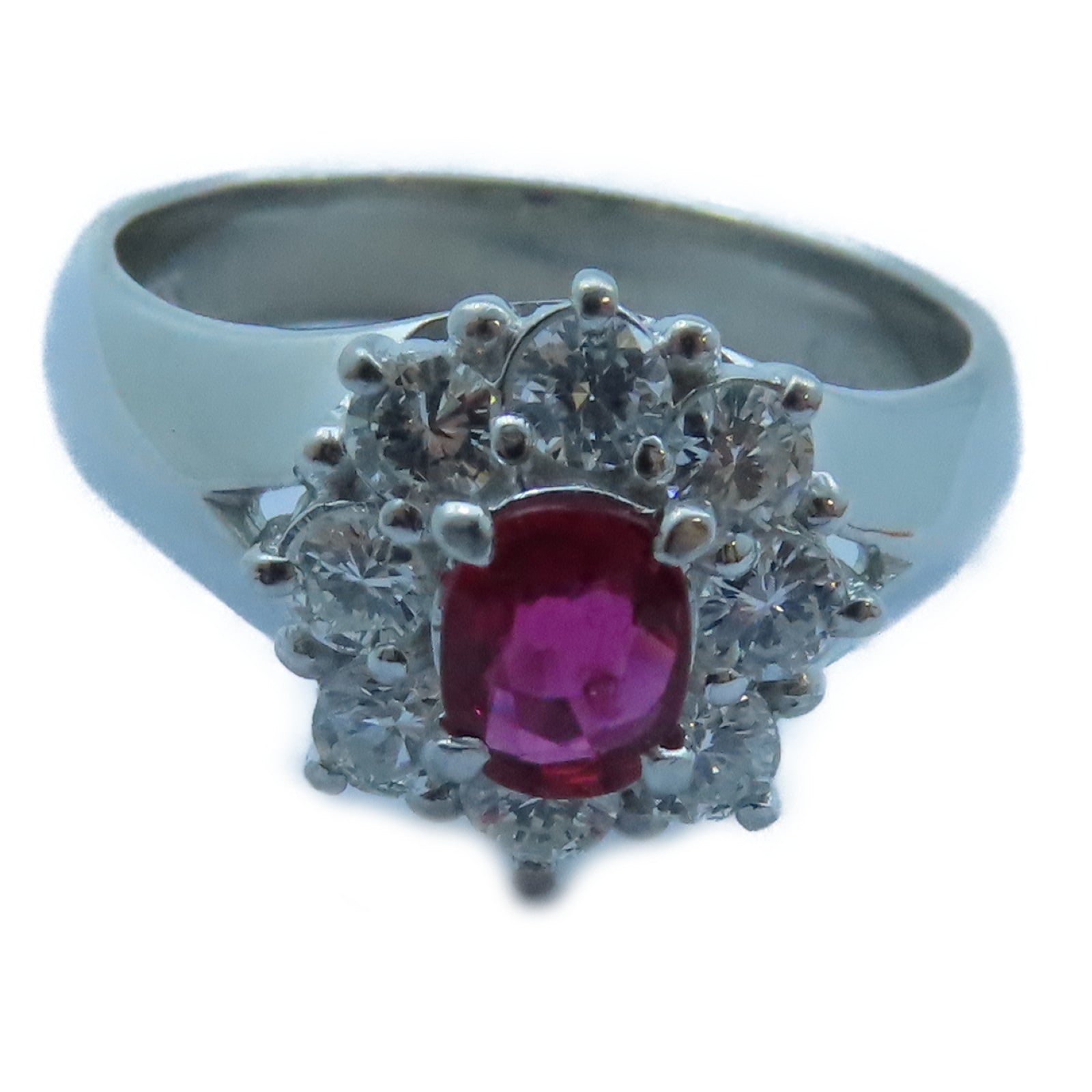 JEWELRY 【激減優惠】PT900白金Ruby/Diamond Ring 0.41ct/0.53ct鑽石戒指US#5.5