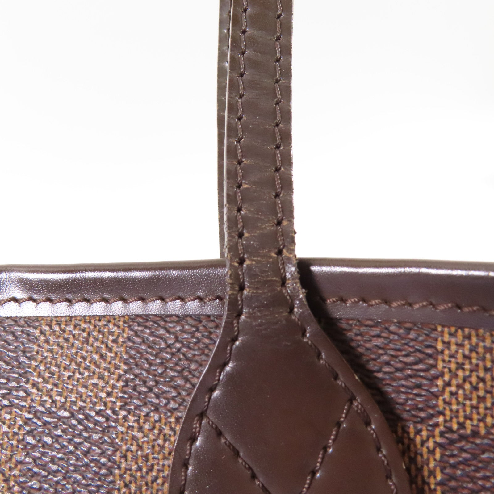 LOUIS VUITTON Damier Neverfull MM金扣肩背袋/手挽袋棕色