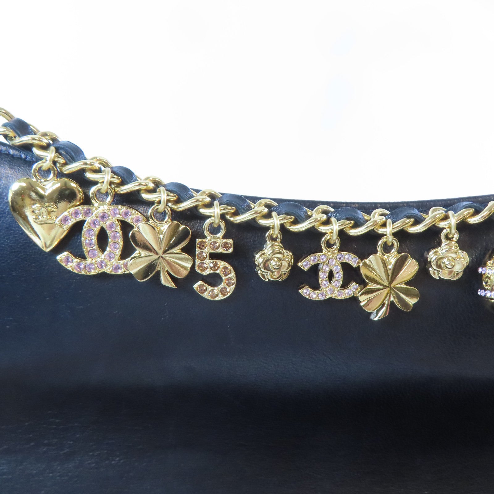 CHANEL 【激減優惠】牛皮皮革Chain Shoulder金扣肩背袋黑色