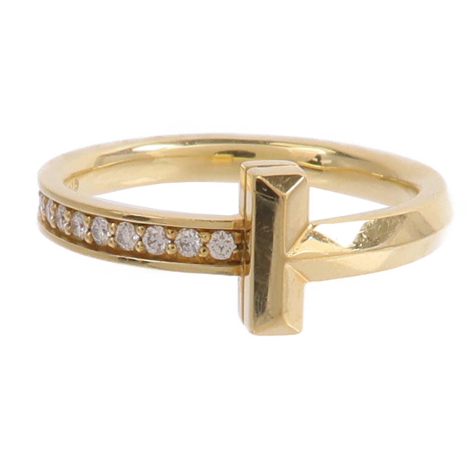 TIFFANY＆CO 18K黃金T1 Half Diamond Ring鑽石戒指