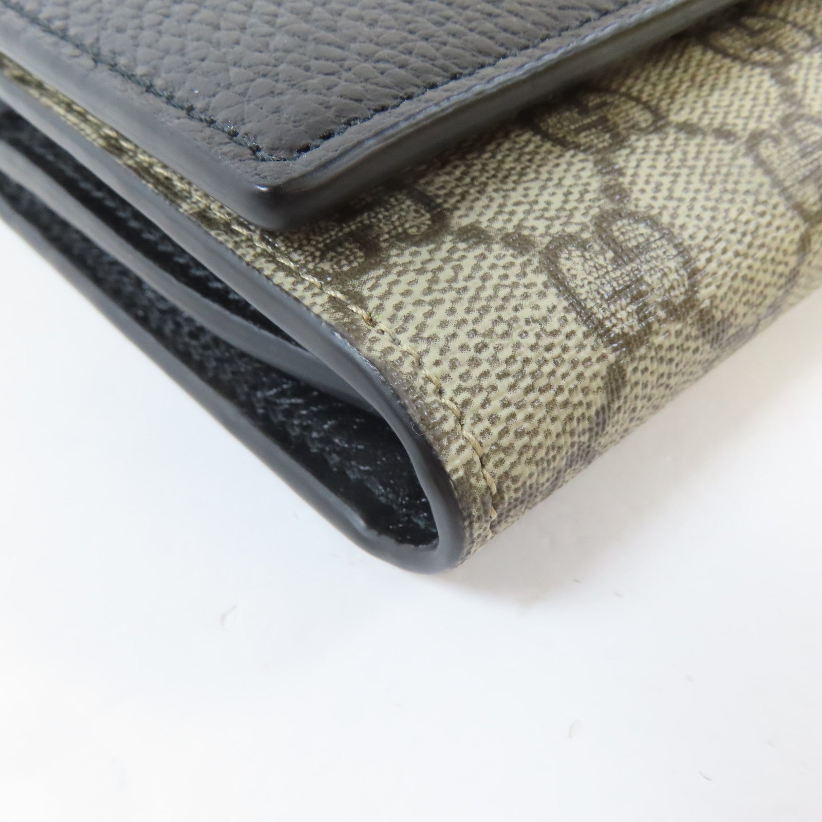 GUCCI 塗層帆布GG Marmont Medium Wallet金扣錢包黑色/啡色