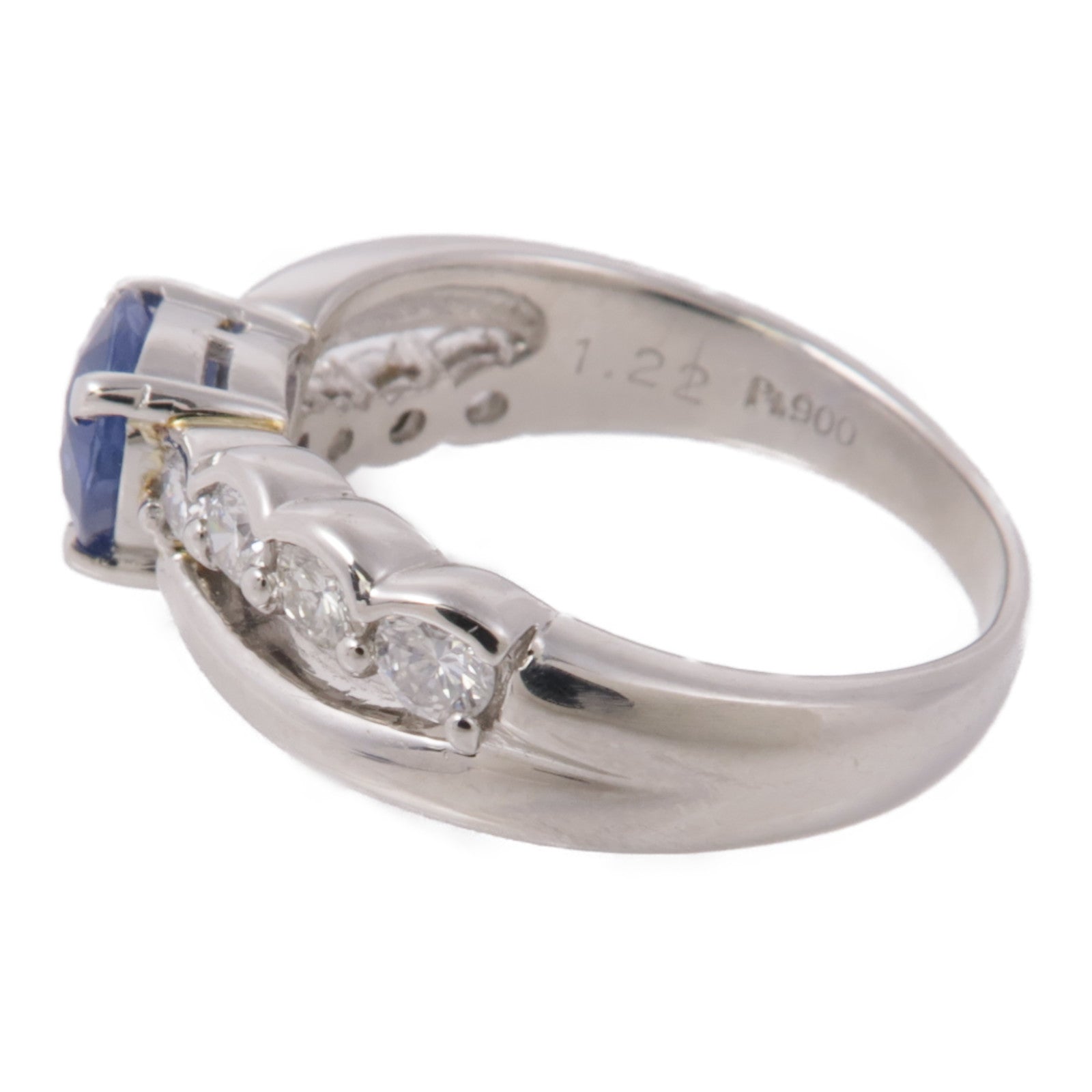 JEWELRY【激減優惠】 PT900鉑金Sapphire Diamond Ring藍寶石/鑽石戒指US#7.75