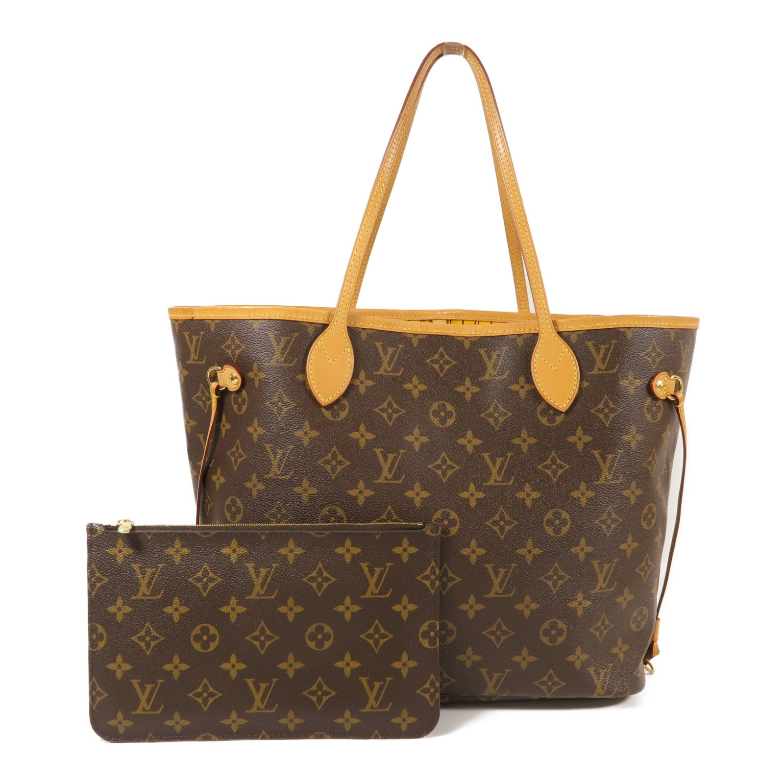 LOUIS VUITTON Monogram Neverfull MM金扣手挽袋