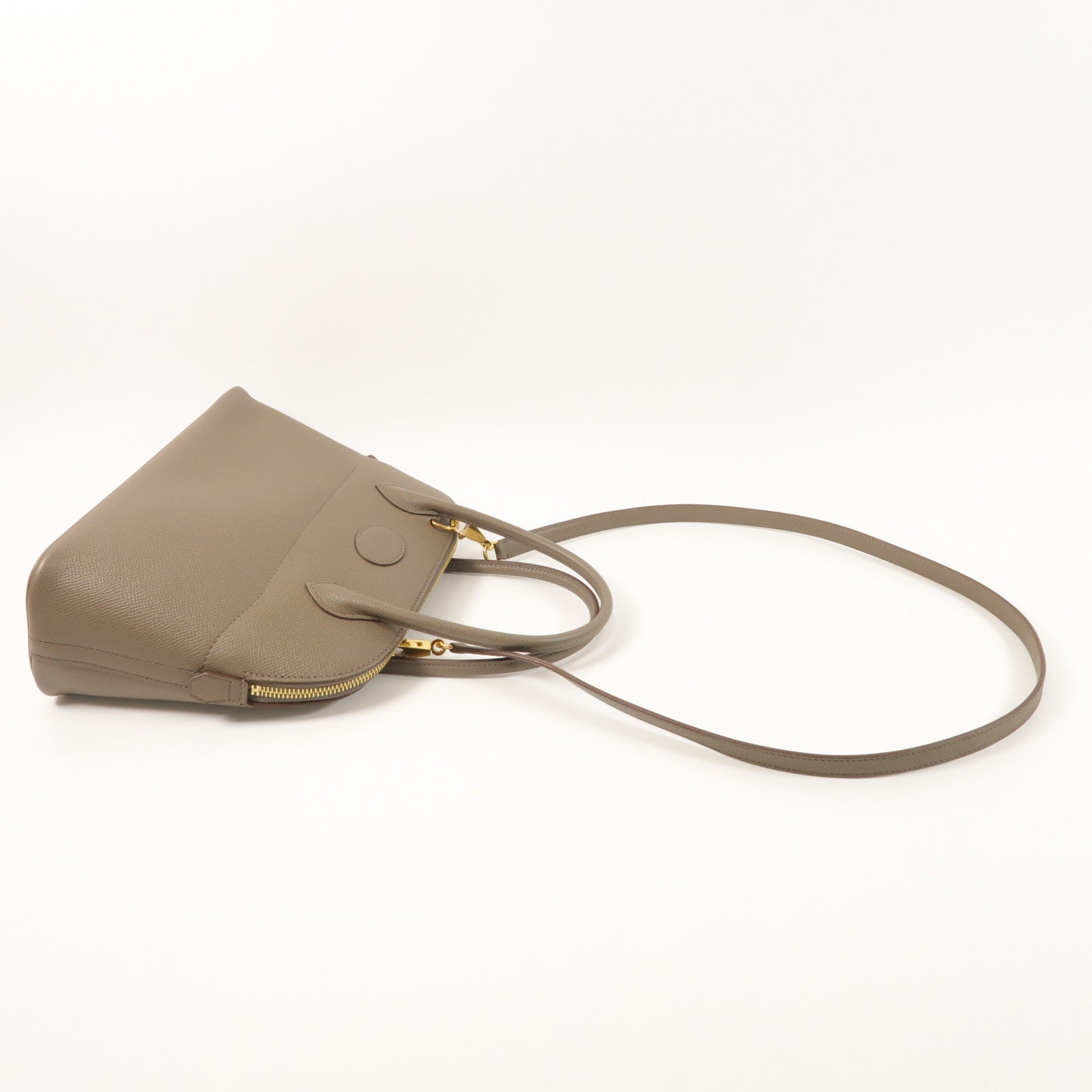 HERMES Epsom皮革Bolide 27金扣手挽肩背兩用袋Etain