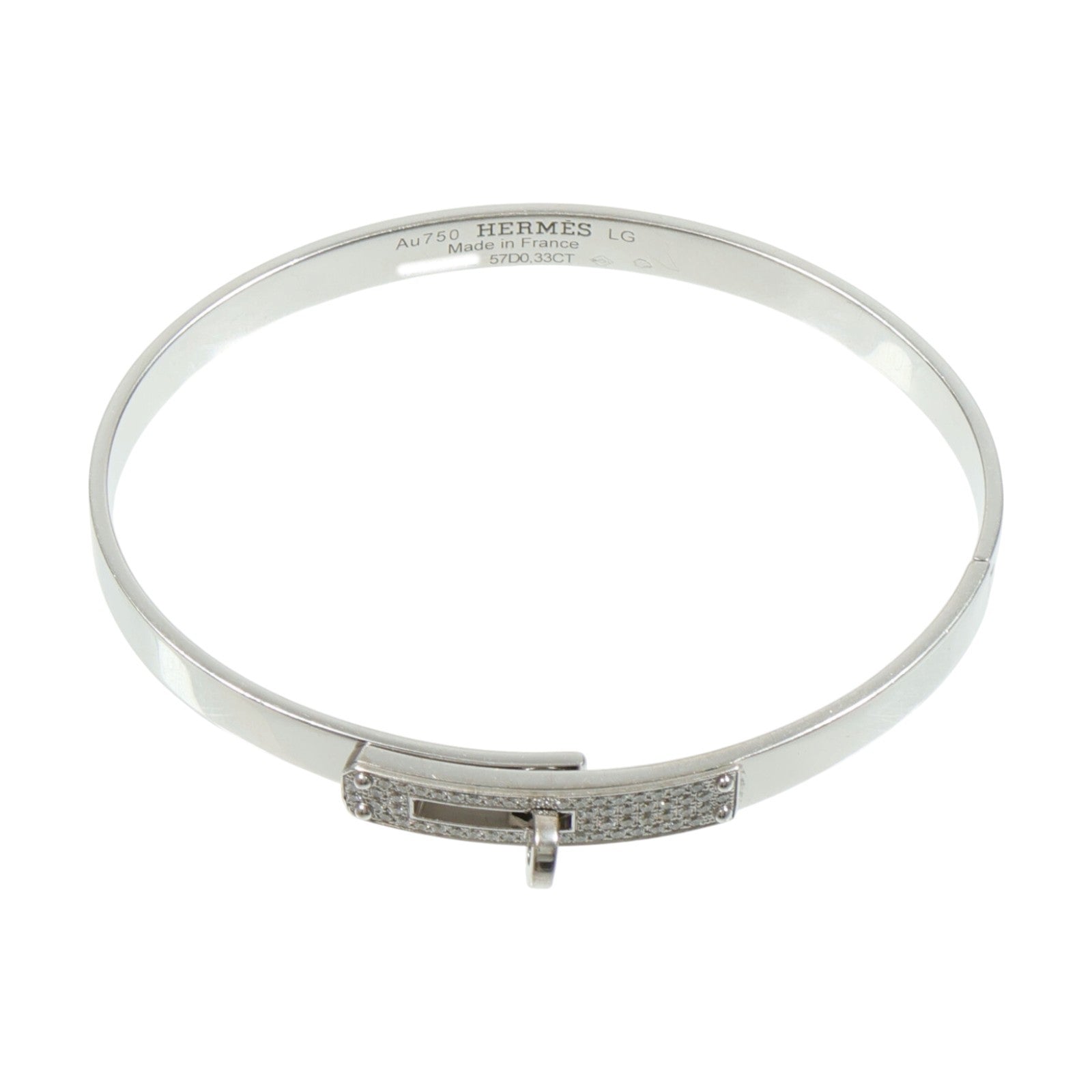 HERMES 18K白金Kelly Bracelet鑽石手鐲