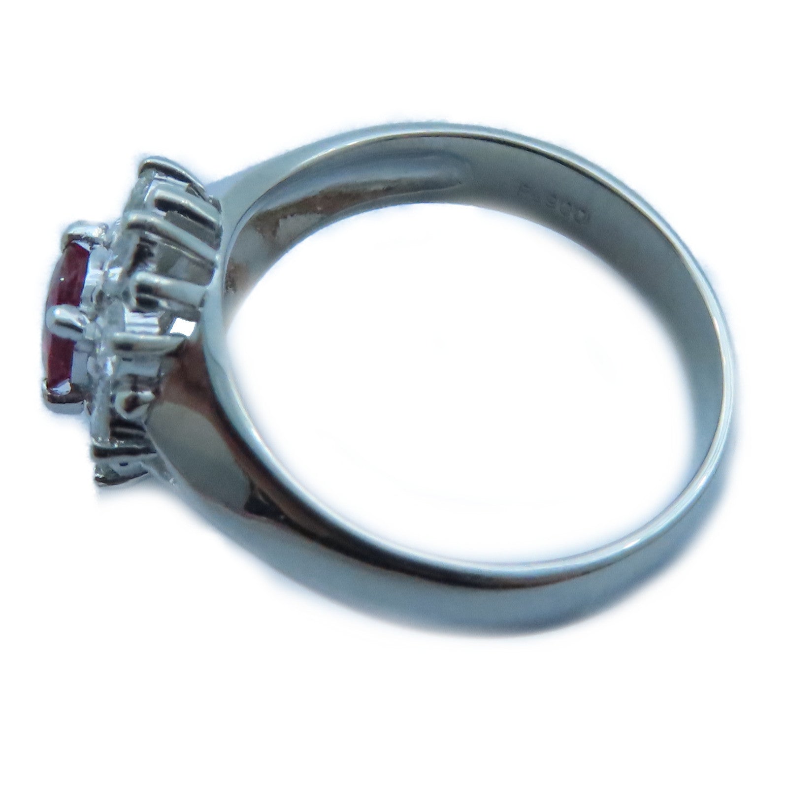 JEWELRY 【激減優惠】PT900白金Ruby/Diamond Ring 0.41ct/0.53ct鑽石戒指US#5.5