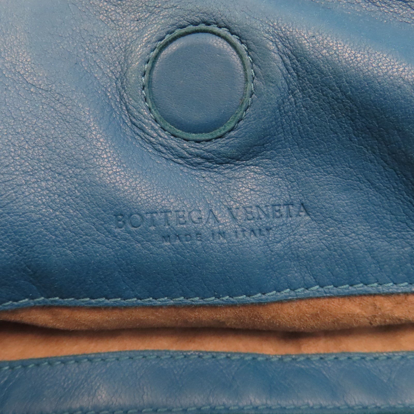BOTTEGA VENETA 織紋皮革Shoulder Bag銀扣手挽袋藍色