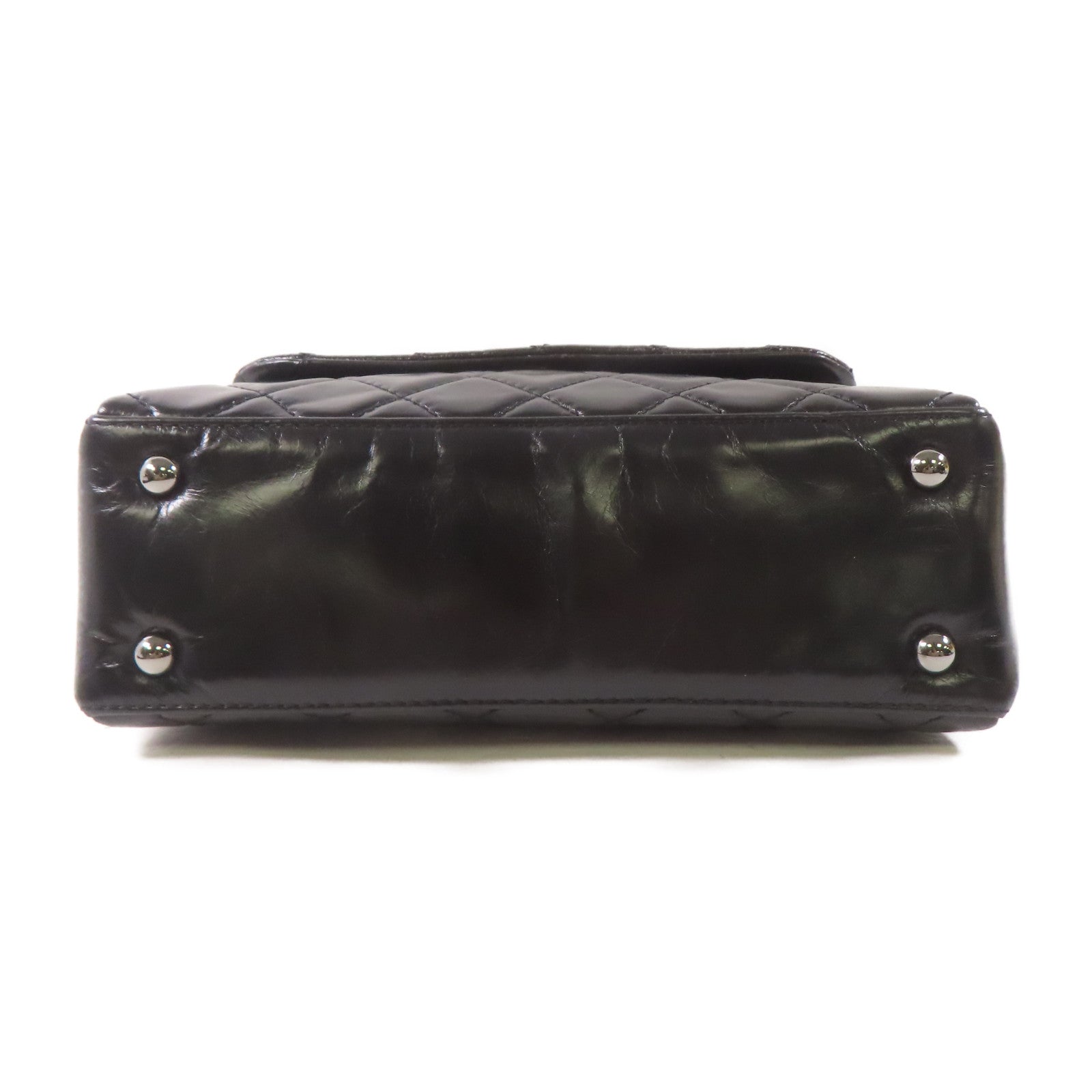 CHANEL 皮革2 Way Shoulder銀扣鏈帶肩背袋黑色