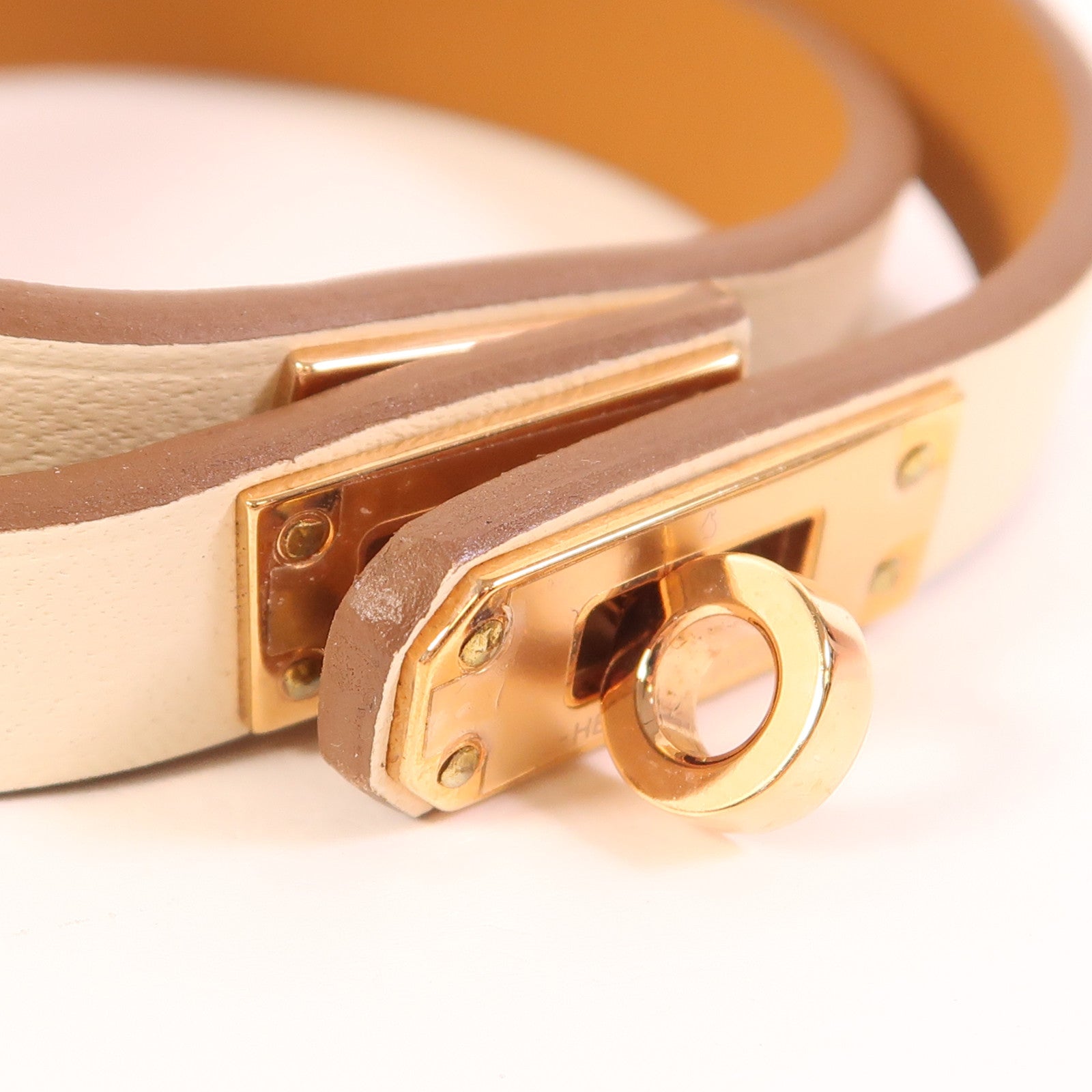 HERMES Swift皮革Kelly Double Tour Bracelet金扣手帶Nata