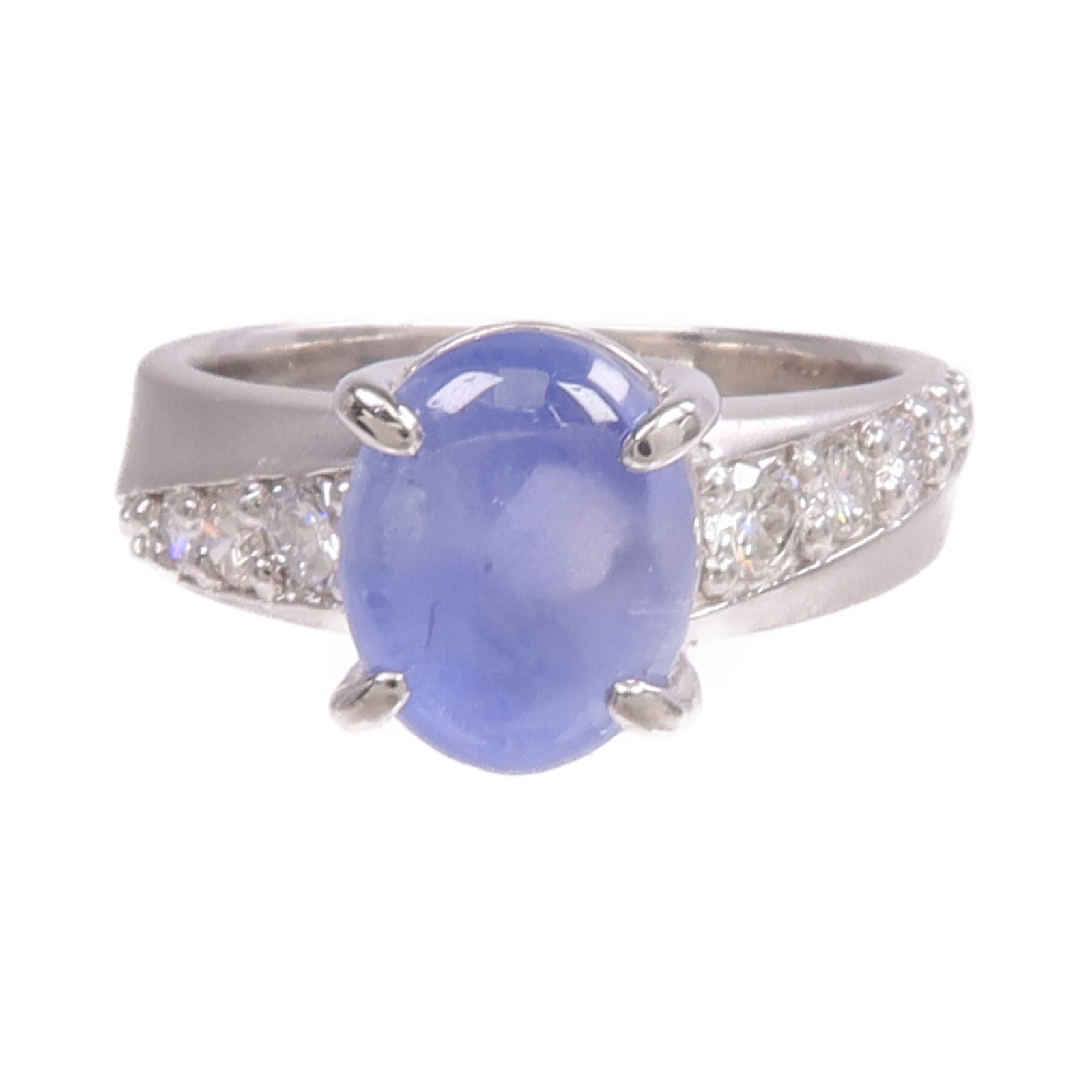 JEWELRY 【激減優惠】PT900鉑金Star Sapphire Diamond Ring星光藍寶石/鑽石戒指US#6.5