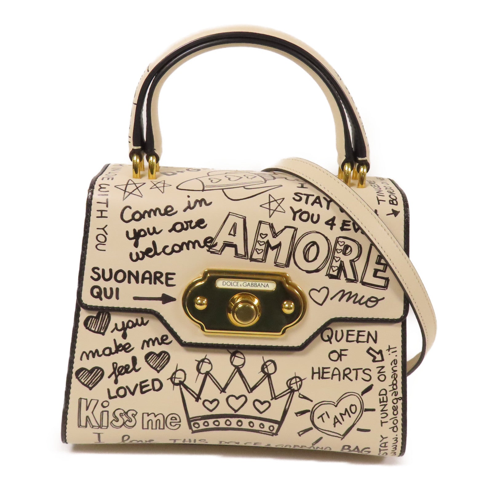 D&G 牛皮皮革2 Way Shoulder Bag金扣手挽肩背兩用袋