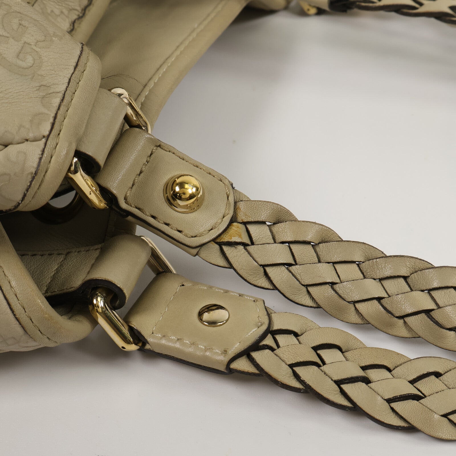 GUCCI 牛皮皮革Guccissima Braided Peggy Tote肩背袋