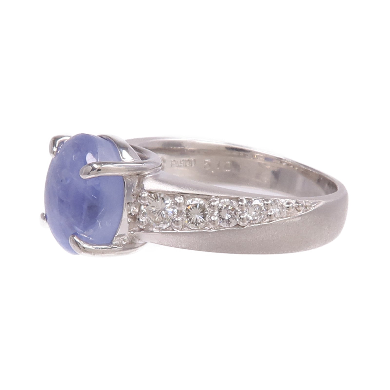 JEWELRY 【激減優惠】PT900鉑金Star Sapphire Diamond Ring星光藍寶石/鑽石戒指US#6.5