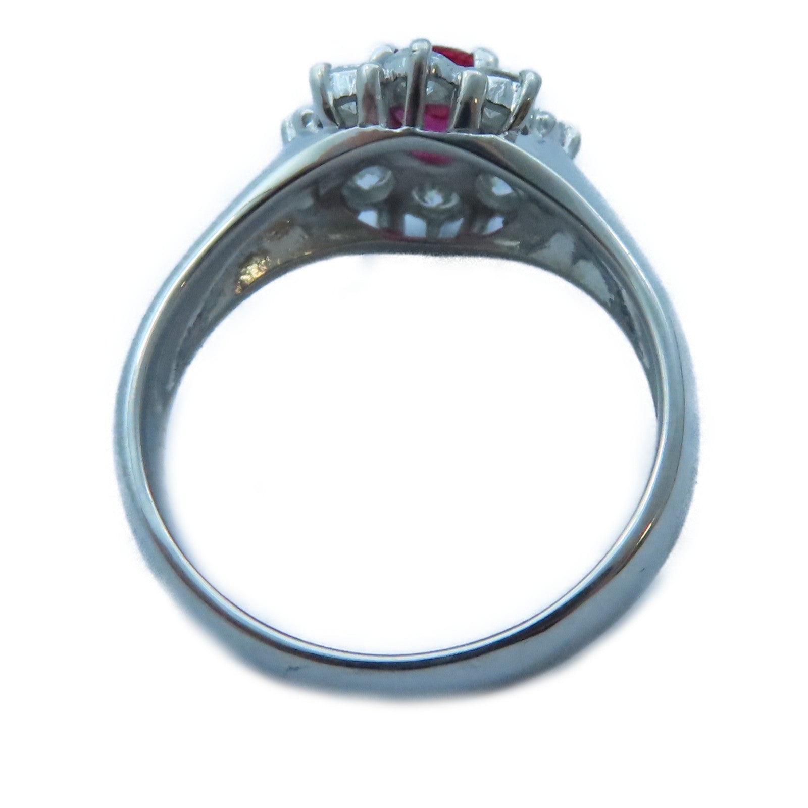 JEWELRY 【激減優惠】PT900白金Ruby/Diamond Ring 0.41ct/0.53ct鑽石戒指US#5.5