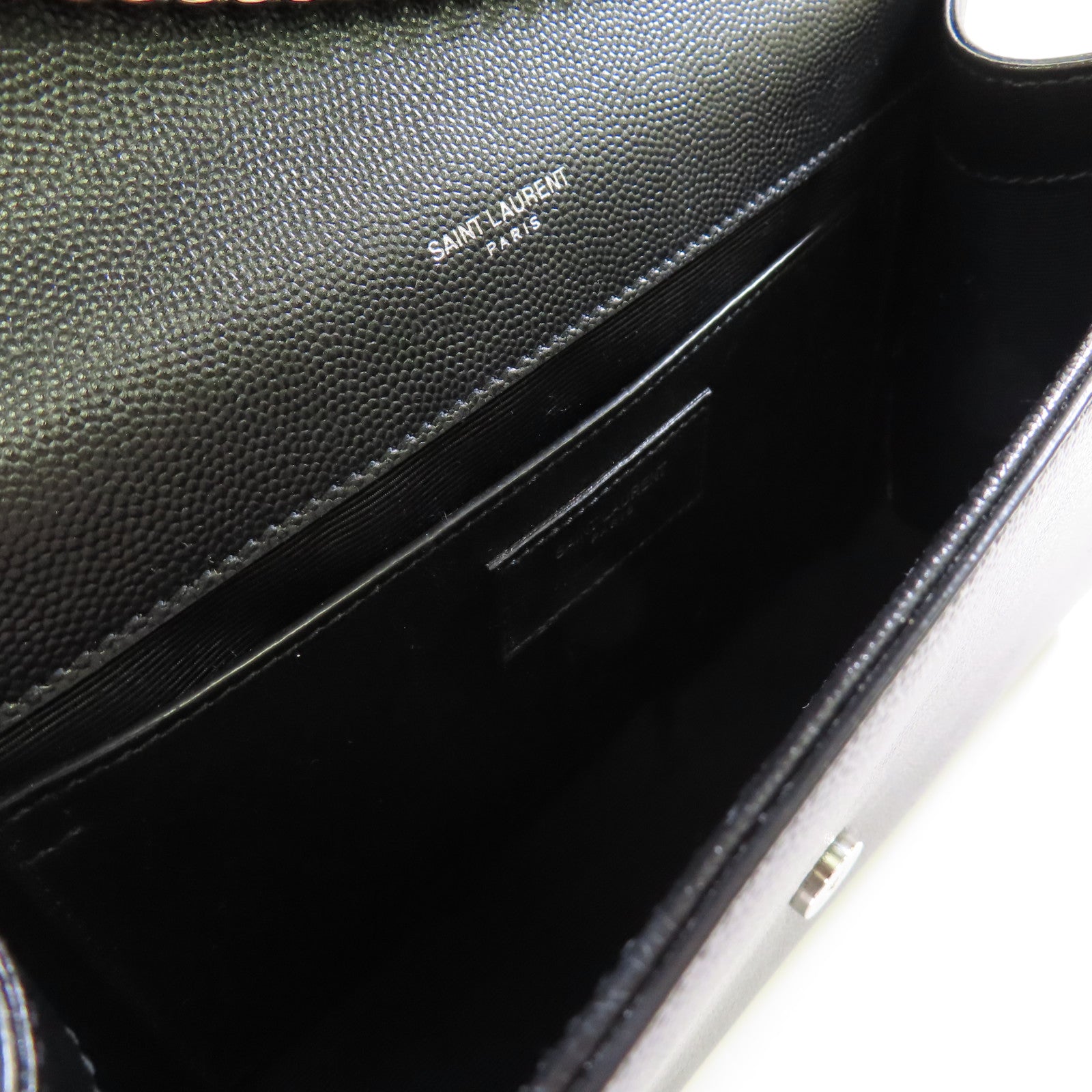 YVES SAINT LAURENT 牛皮皮革Chain Shoulder Bag銀扣鏈帶肩背袋