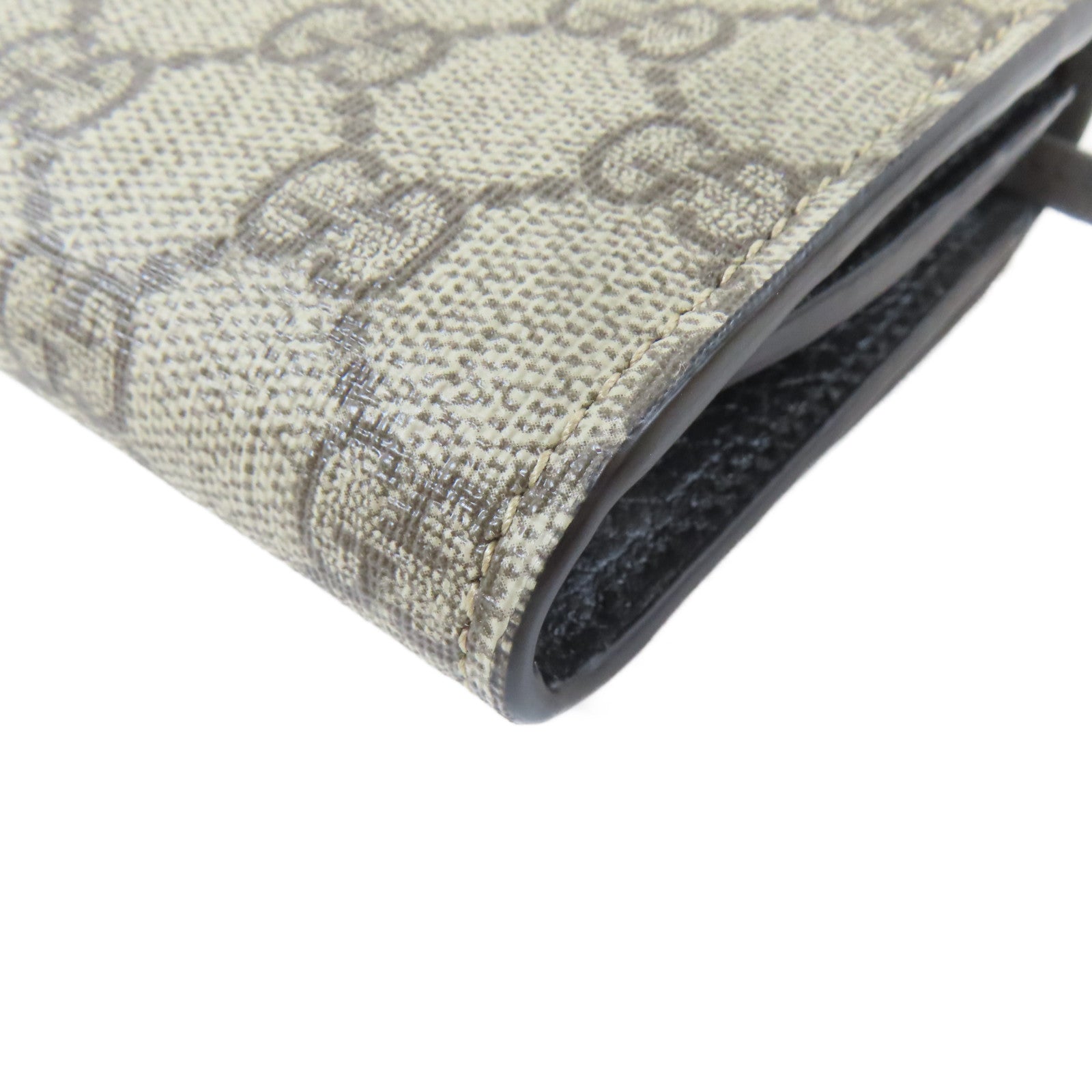GUCCI 塗層帆布GG Marmont Medium Wallet金扣錢包黑色/啡色