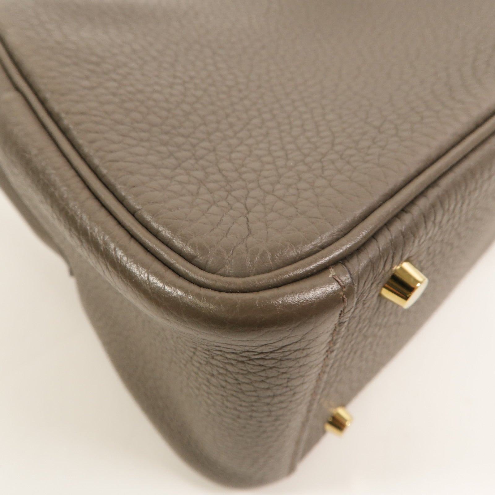 HERMES Clemence皮革Mini Lindy金扣手挽肩背兩用袋Etain