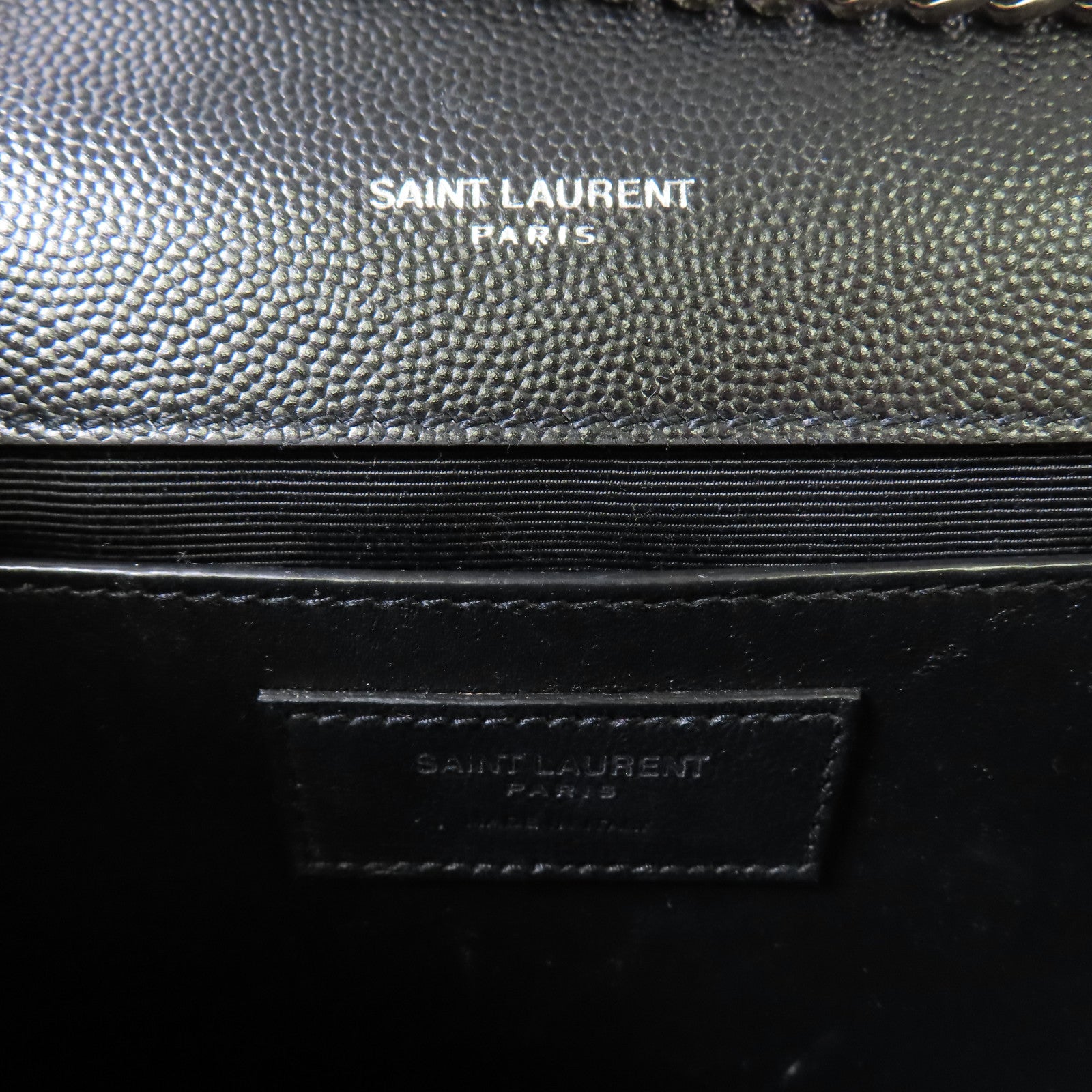 YVES SAINT LAURENT 牛皮皮革Chain Shoulder Bag銀扣鏈帶肩背袋