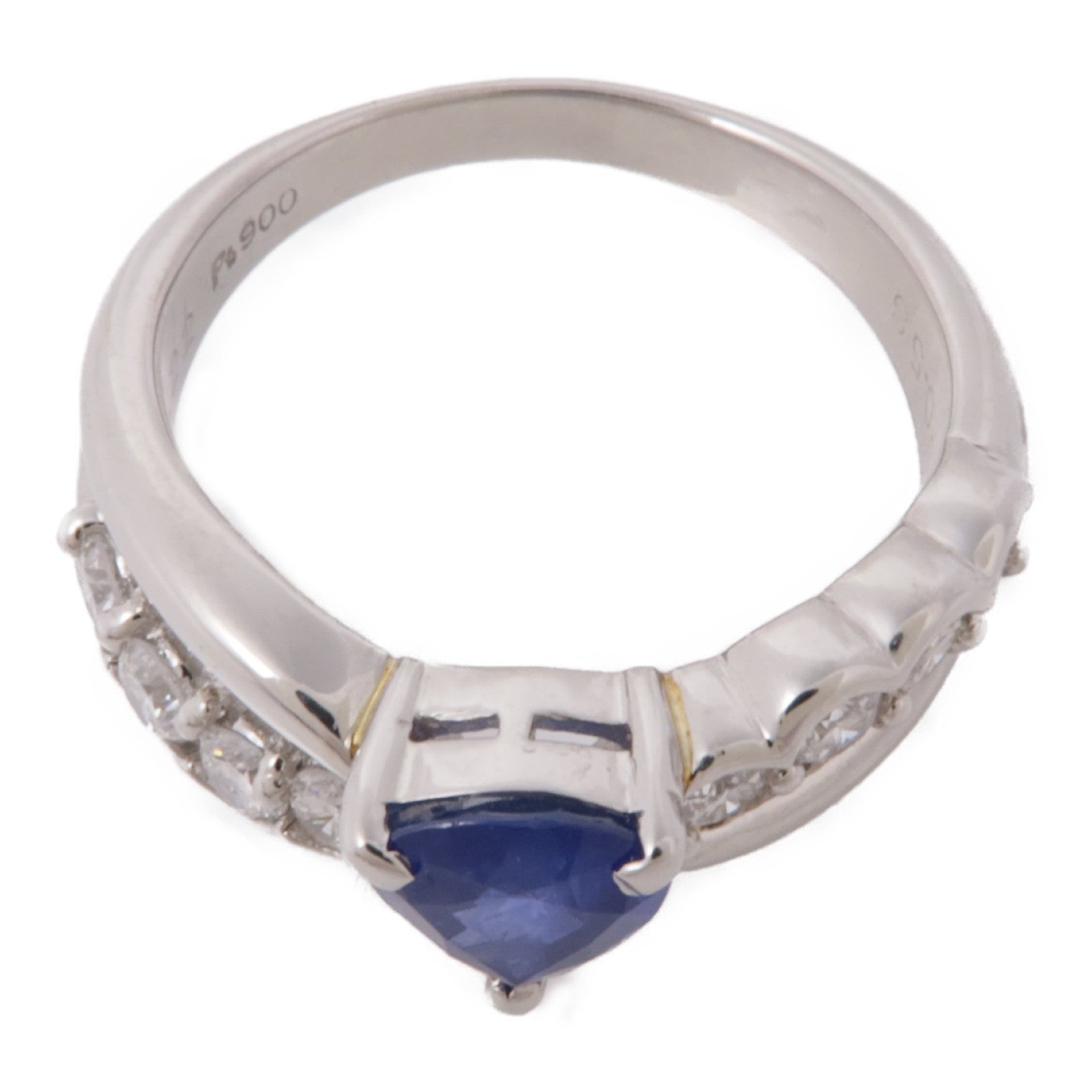 JEWELRY 【激減優惠】PT900鉑金Sapphire Diamond Ring藍寶石/鑽石戒指US#7.75