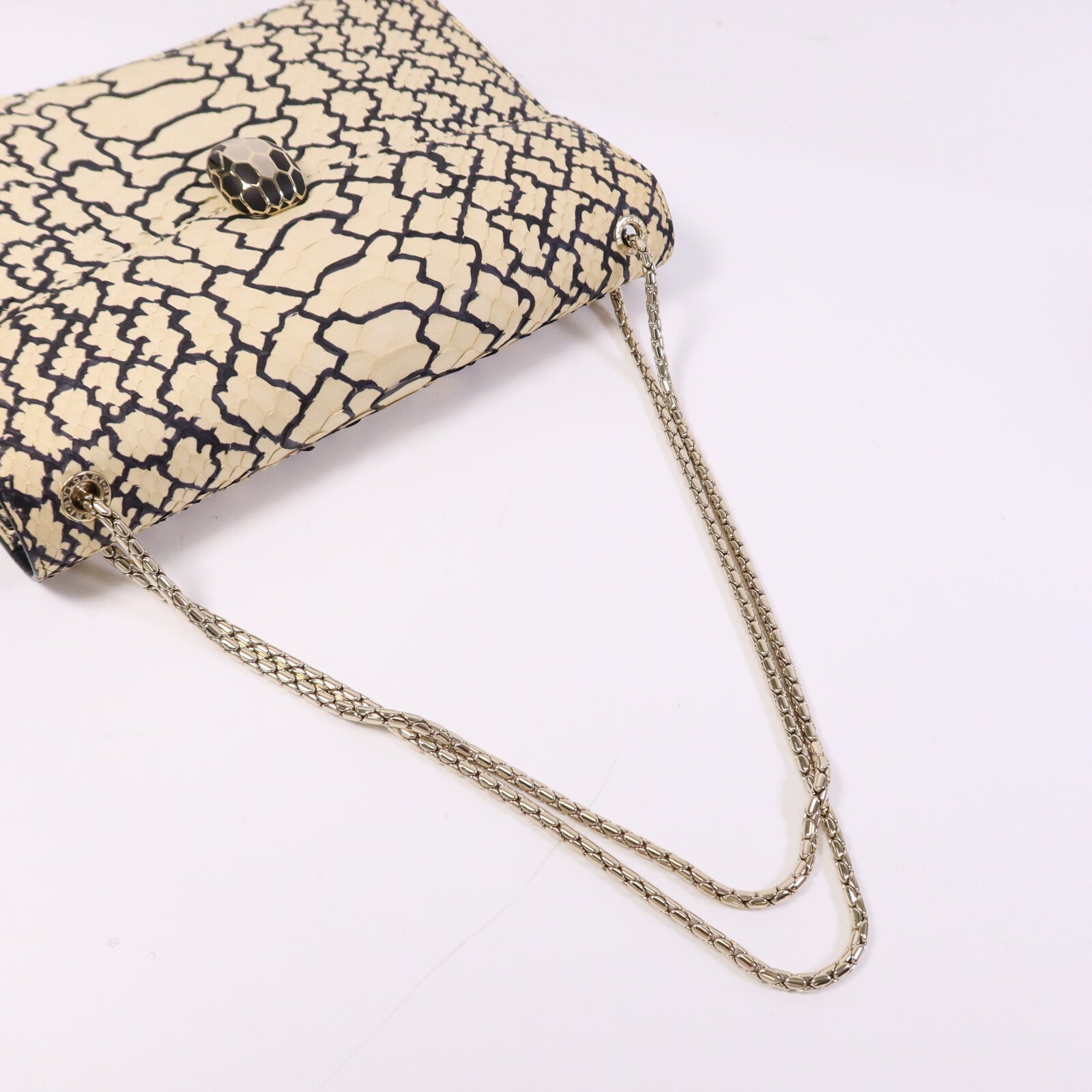 BVLGARI 蛇皮/羊皮皮革Serpenti Forever金扣鏈帶肩背袋