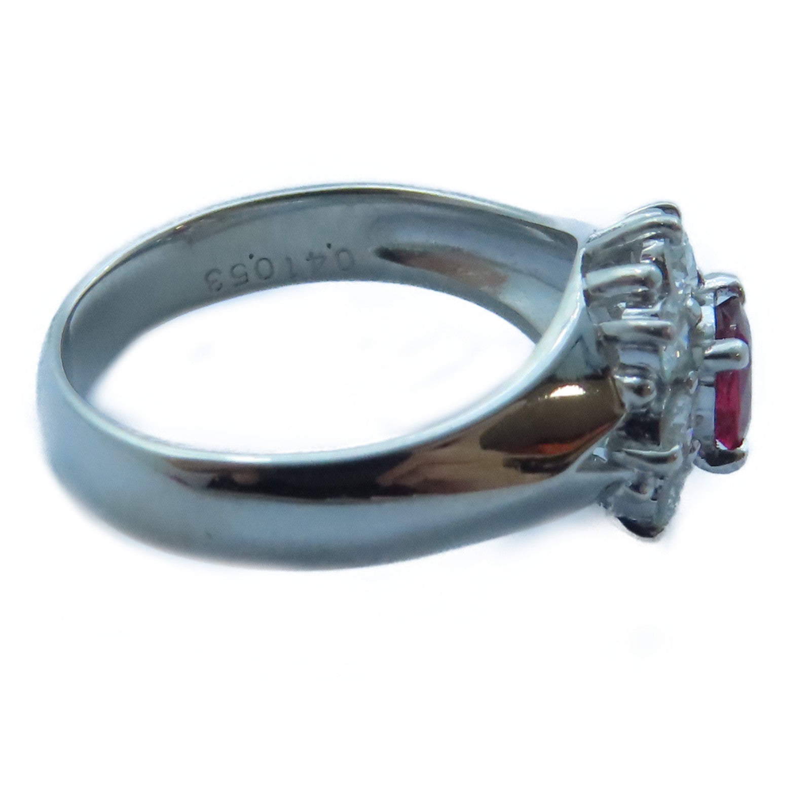 JEWELRY 【激減優惠】PT900白金Ruby/Diamond Ring 0.41ct/0.53ct鑽石戒指US#5.5