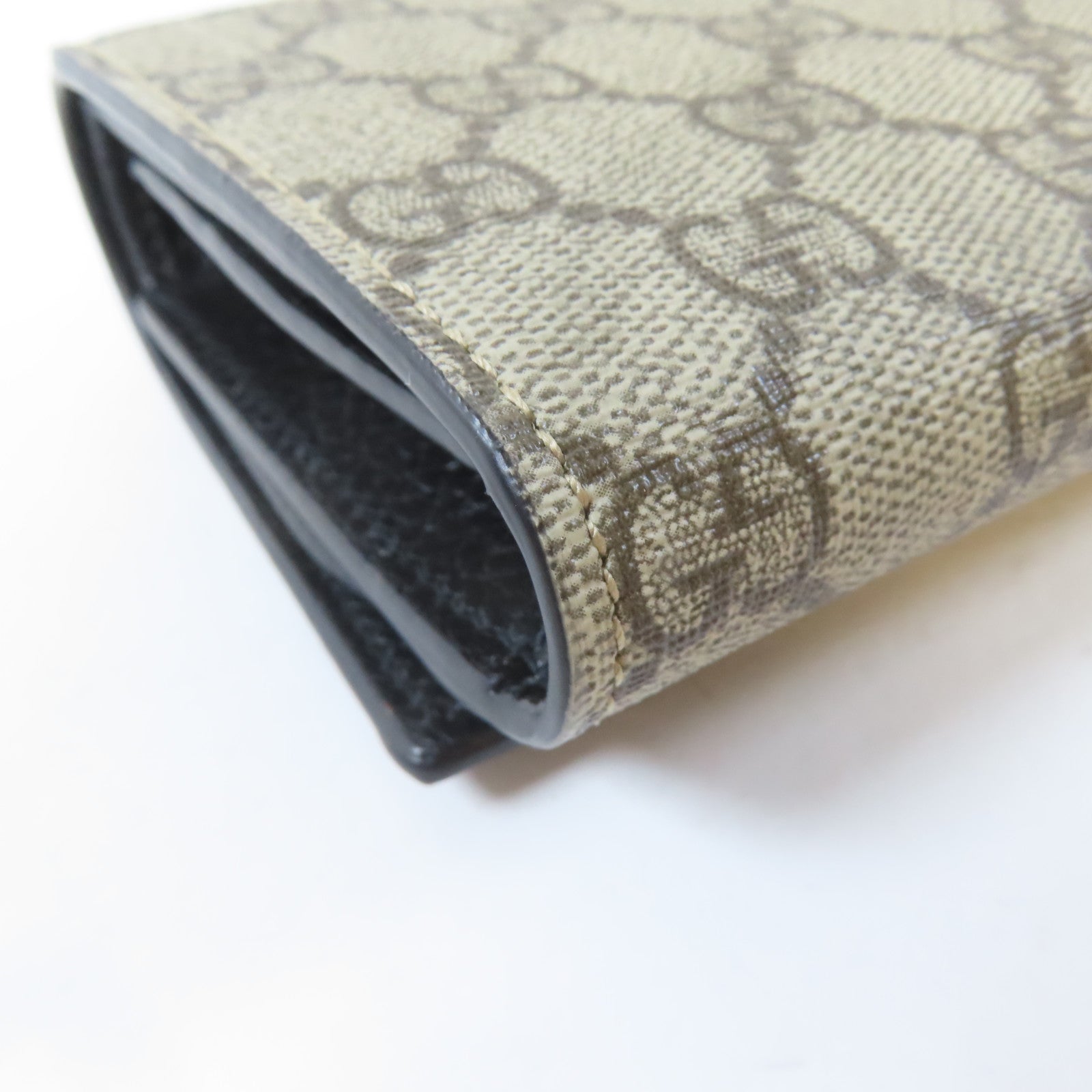 GUCCI 塗層帆布GG Marmont Medium Wallet金扣錢包黑色/啡色