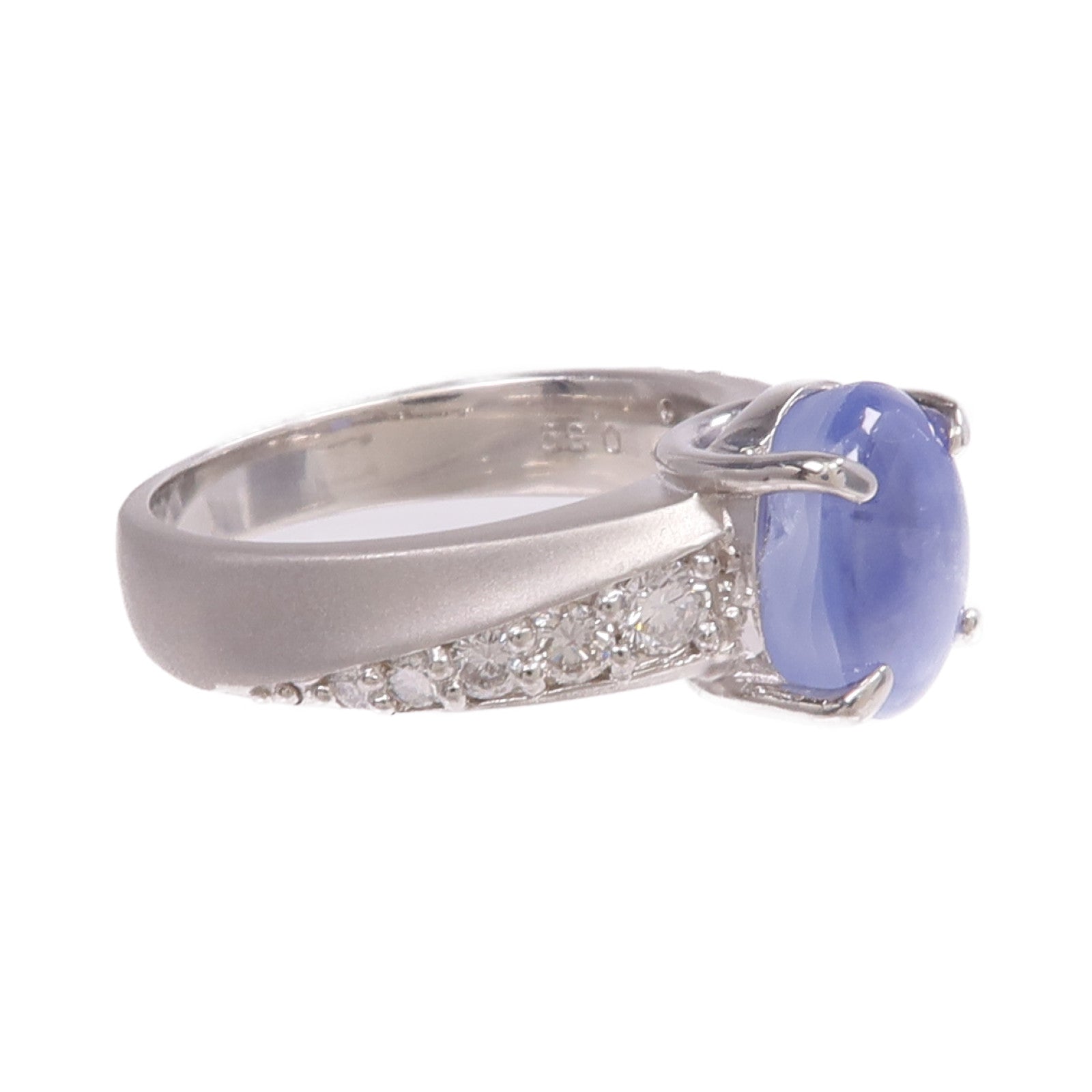 JEWELRY 【激減優惠】PT900鉑金Star Sapphire Diamond Ring星光藍寶石/鑽石戒指US#6.5