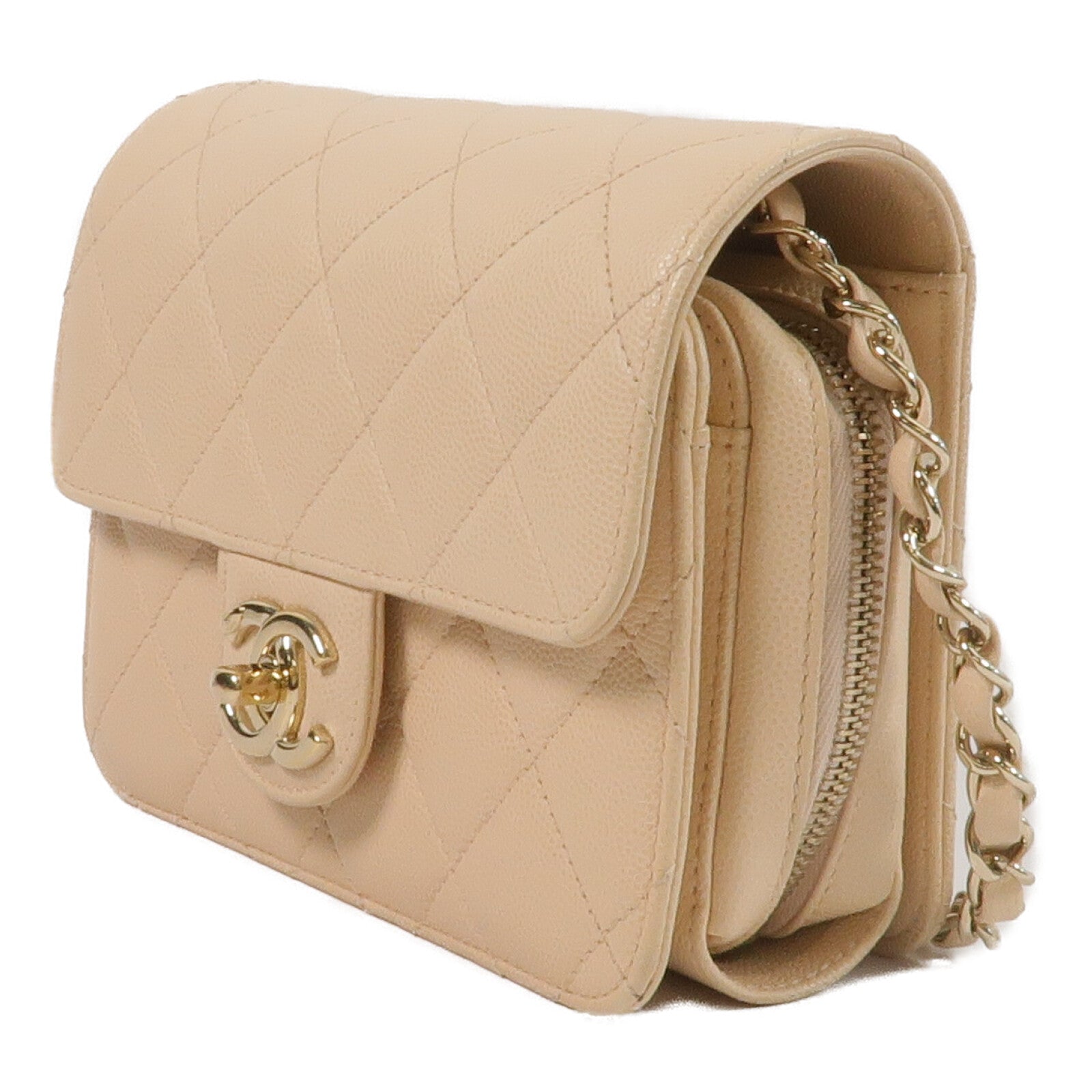 CHANEL 牛皮皮革Mini Flap Bag鏈帶肩背袋