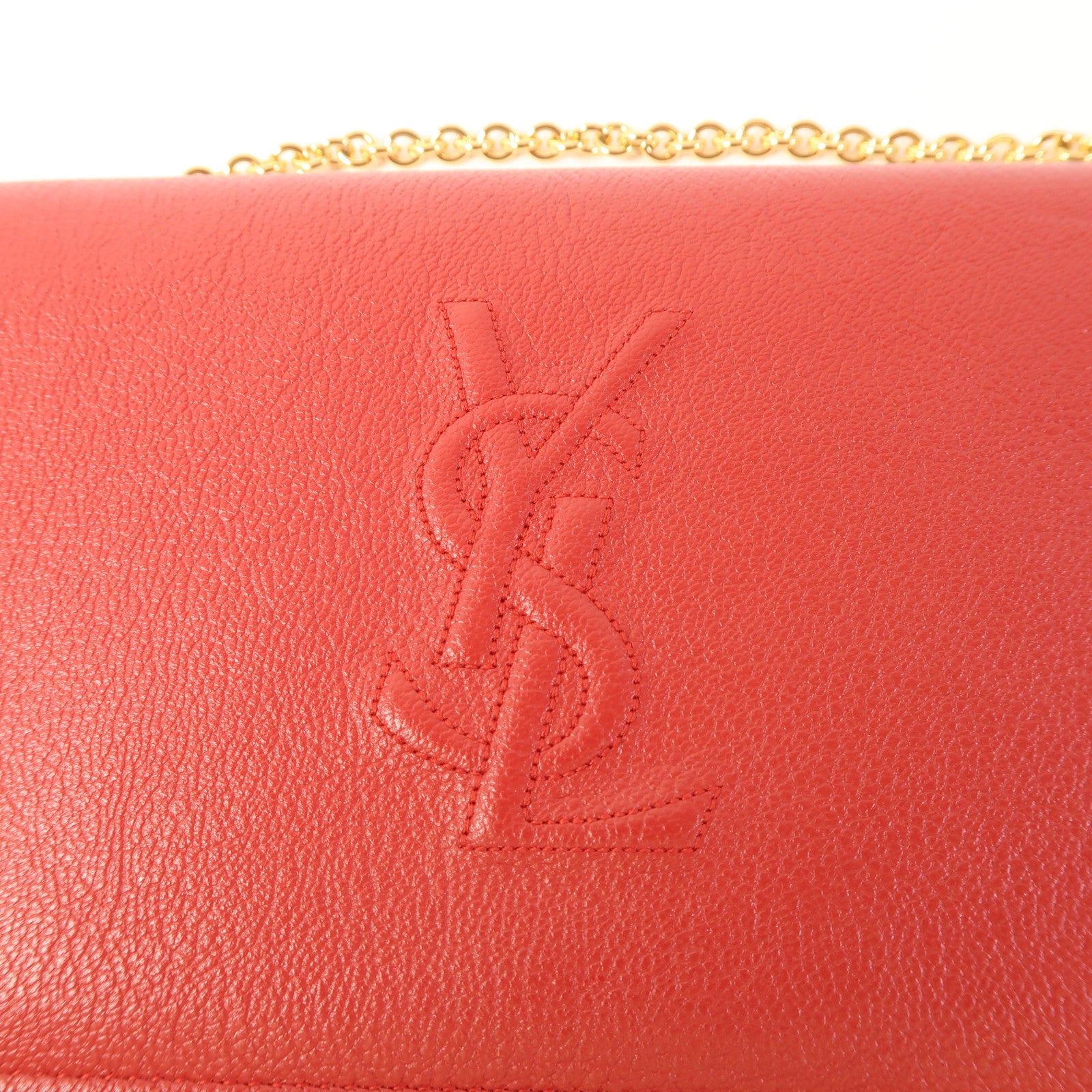YVES SAINT LAURENT 牛皮皮革Belle De Jour Wallet On Chain金扣鏈帶肩背袋