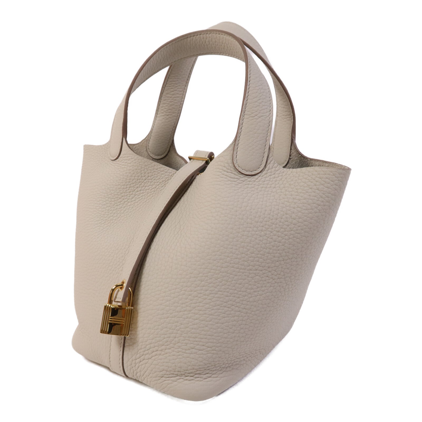 HERMES Clemence皮革Picotin PM金扣手挽袋Nata