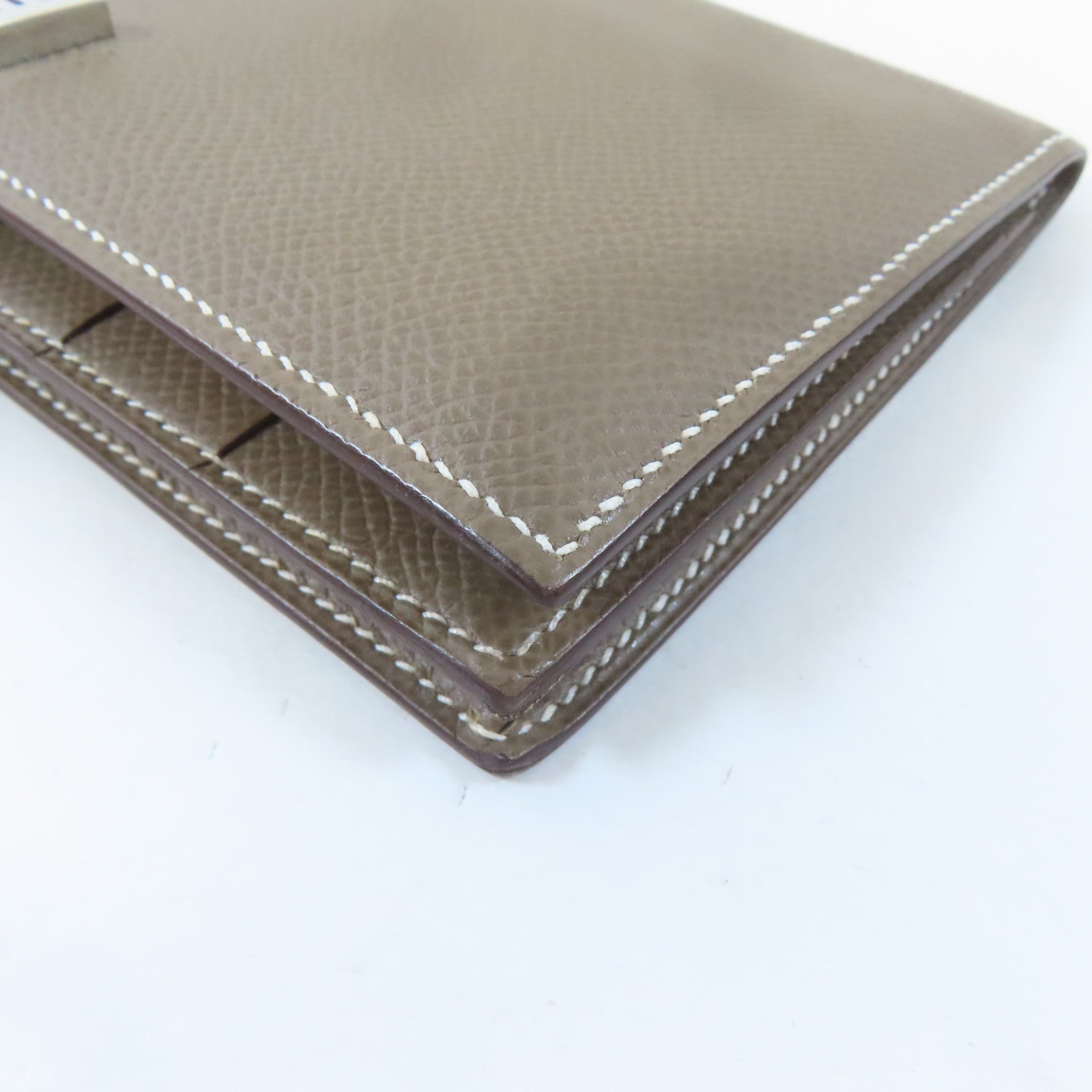 HERMES Epsom皮革Bearn Long Wallet銀扣長錢包Etoupe/灰色