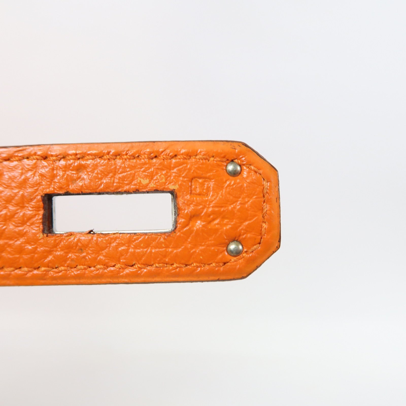 HERMES Togo Leather Kelly 40 Silver Buckle Hand Bag Orange