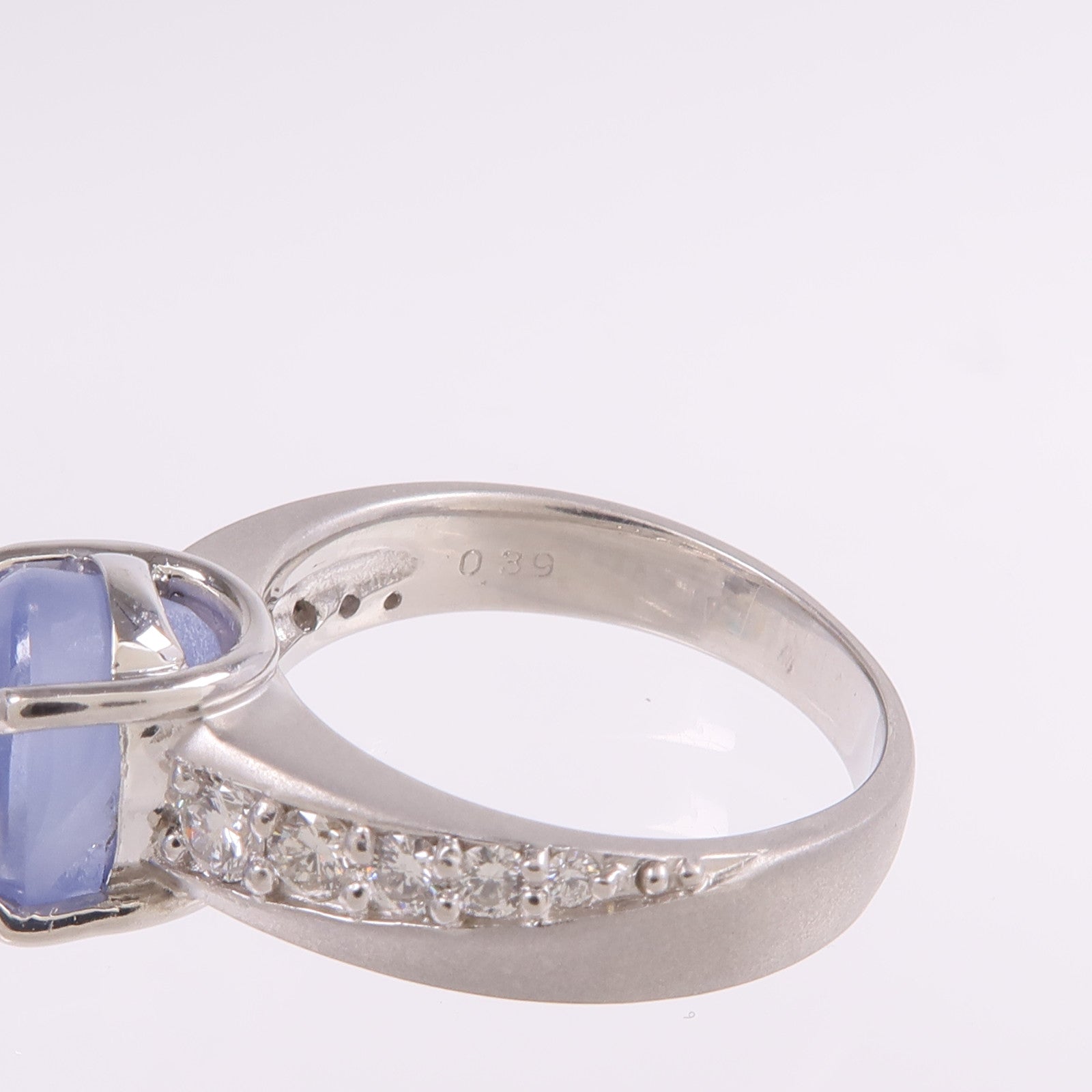 JEWELRY 【激減優惠】PT900鉑金Star Sapphire Diamond Ring星光藍寶石/鑽石戒指US#6.5
